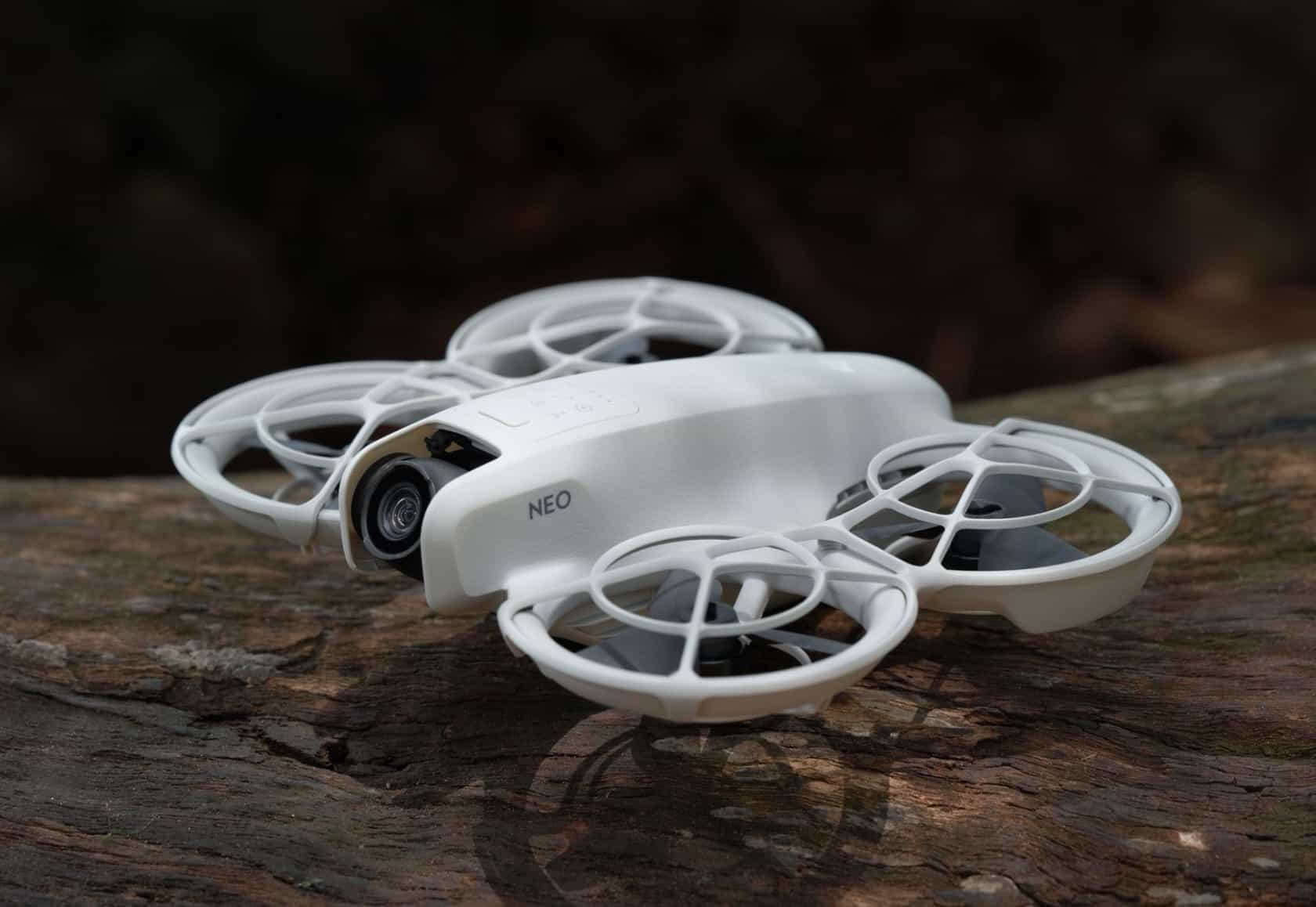 Product view of the DJI Neo, DJI's lightest drone at under 5 ounces (135 grams).