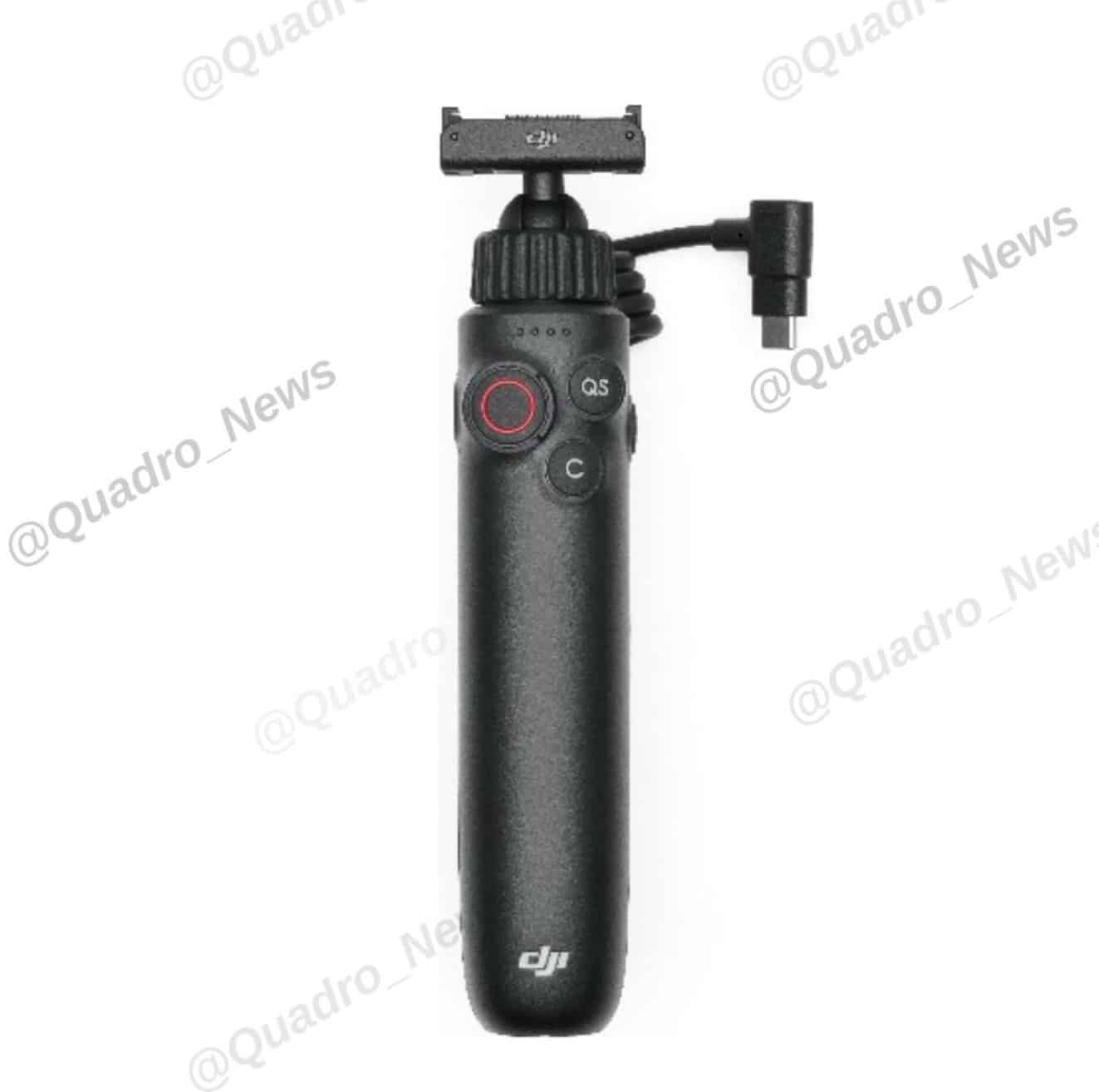 Leaked view of the action camera mounted on a handheld gimbal.