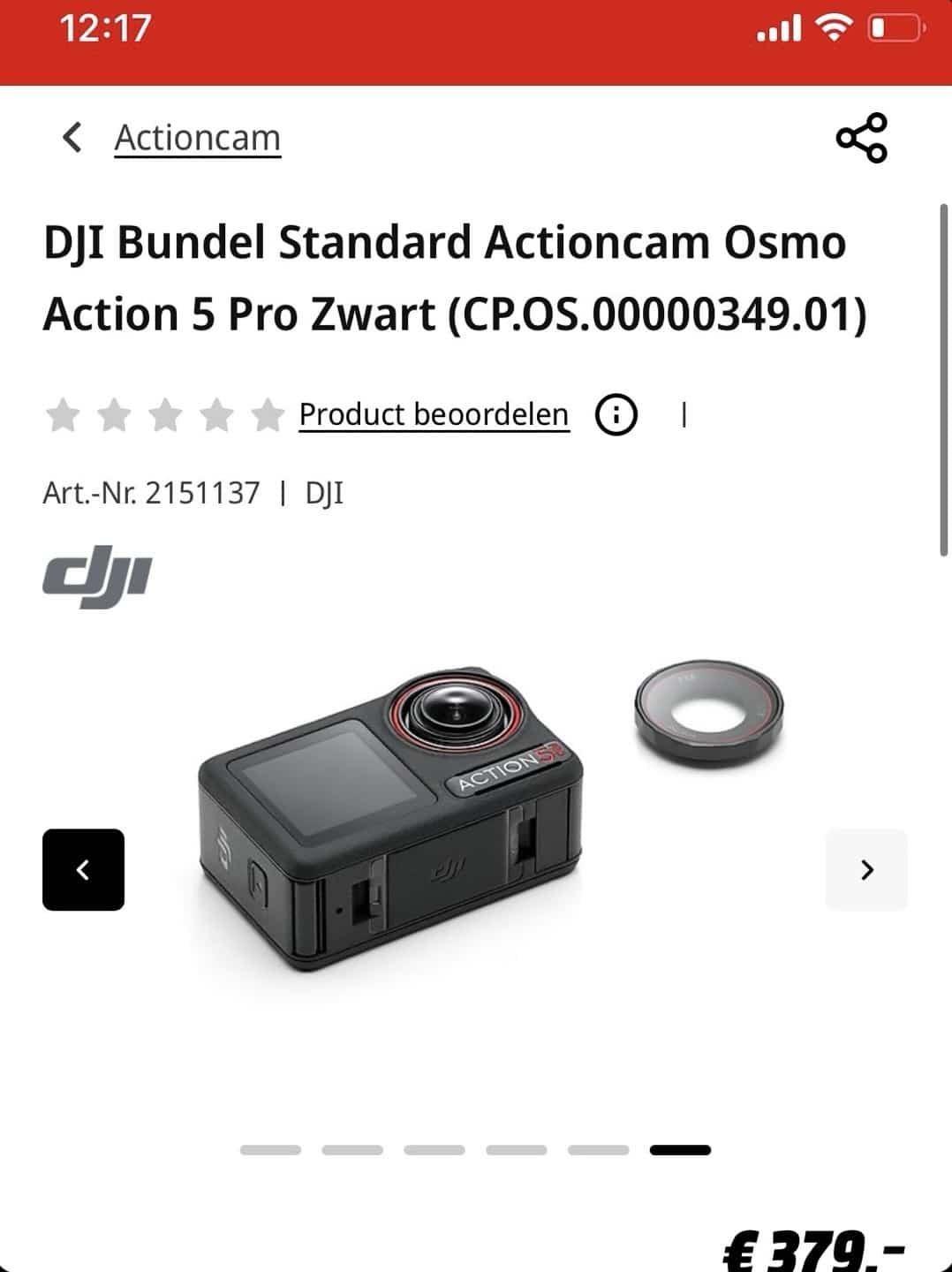 Retailer web store listing showing the Action 5 Pro and its Adventure Combo.