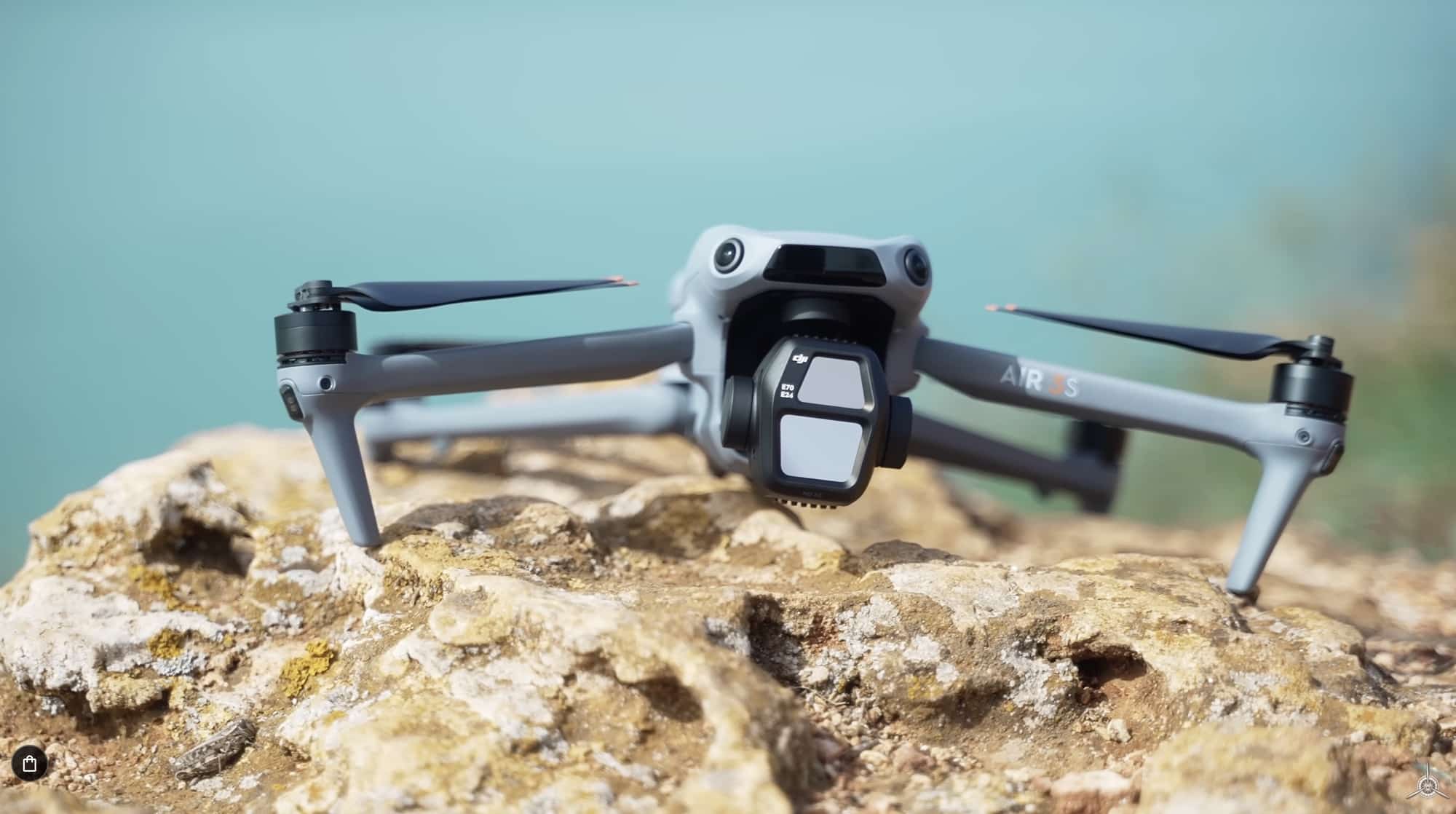 The LiDAR sensor mounted on the nose of the DJI Air 3S.