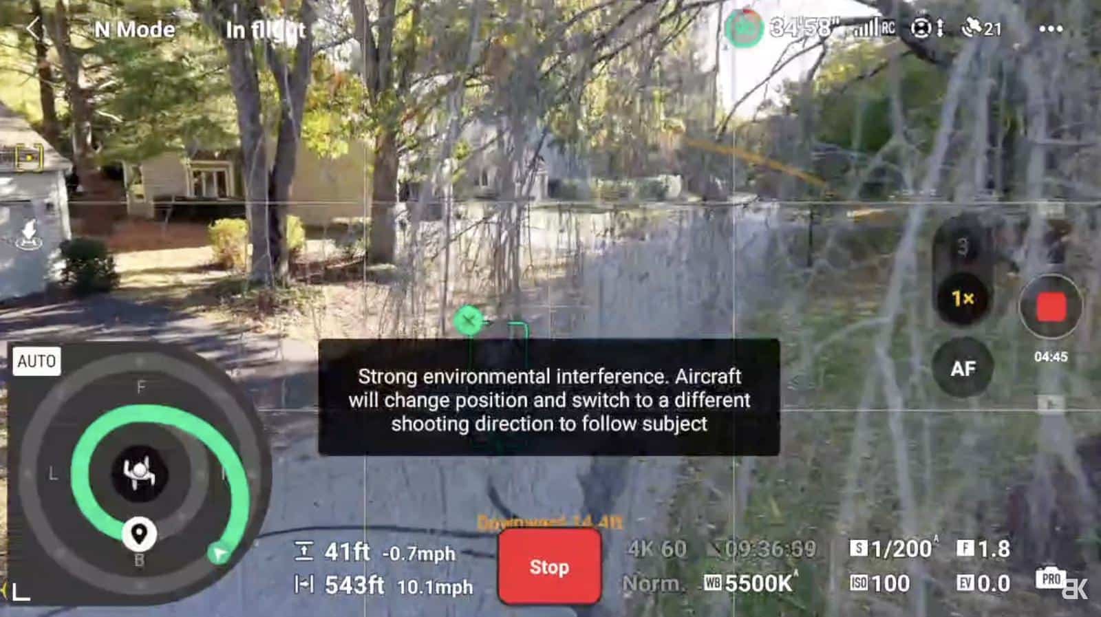 Recovering the drone from the tree before the second ActiveTrack attempt.