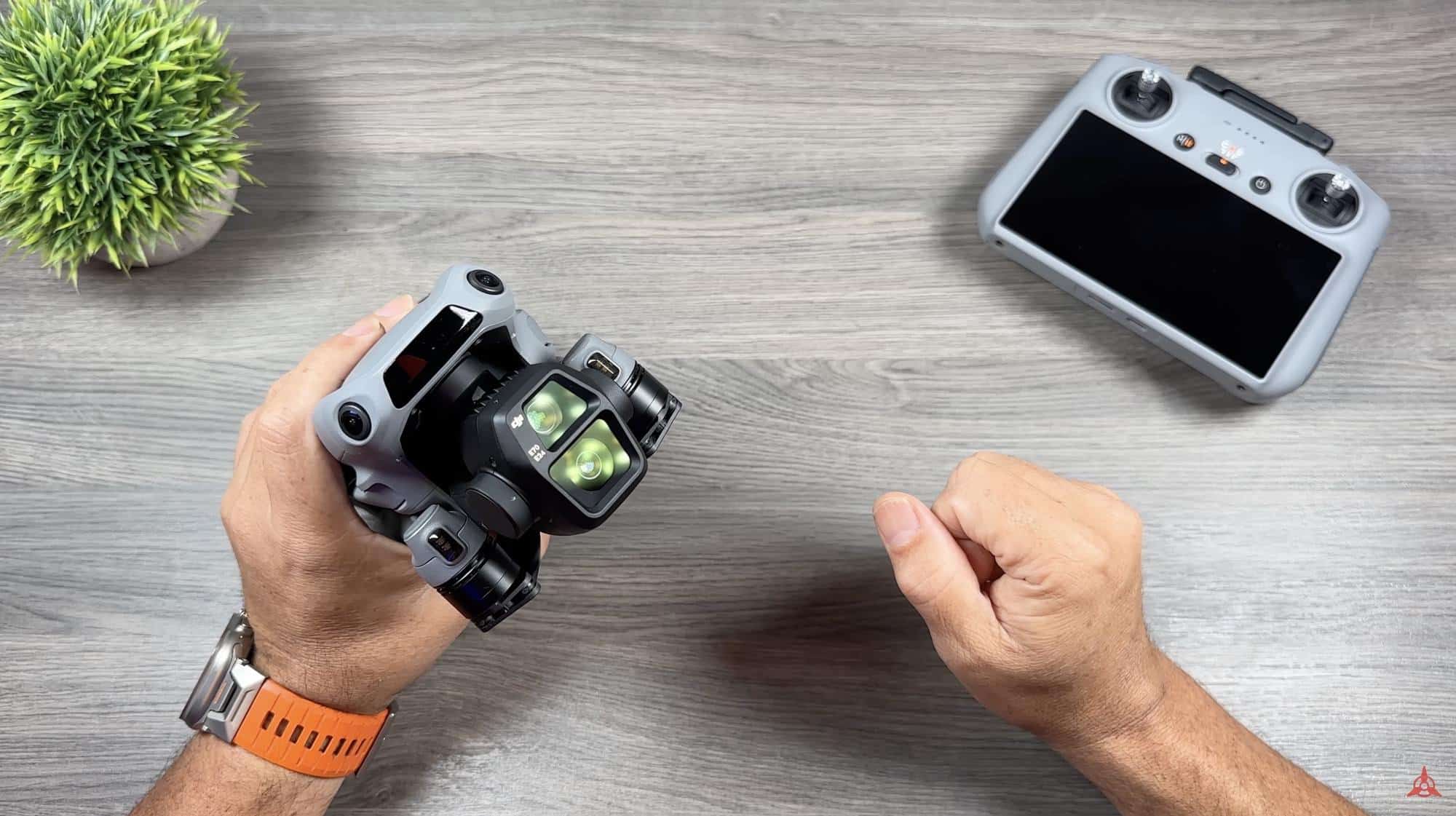 Front-facing LiDAR sensor sitting on the nose of the DJI Air 3S.