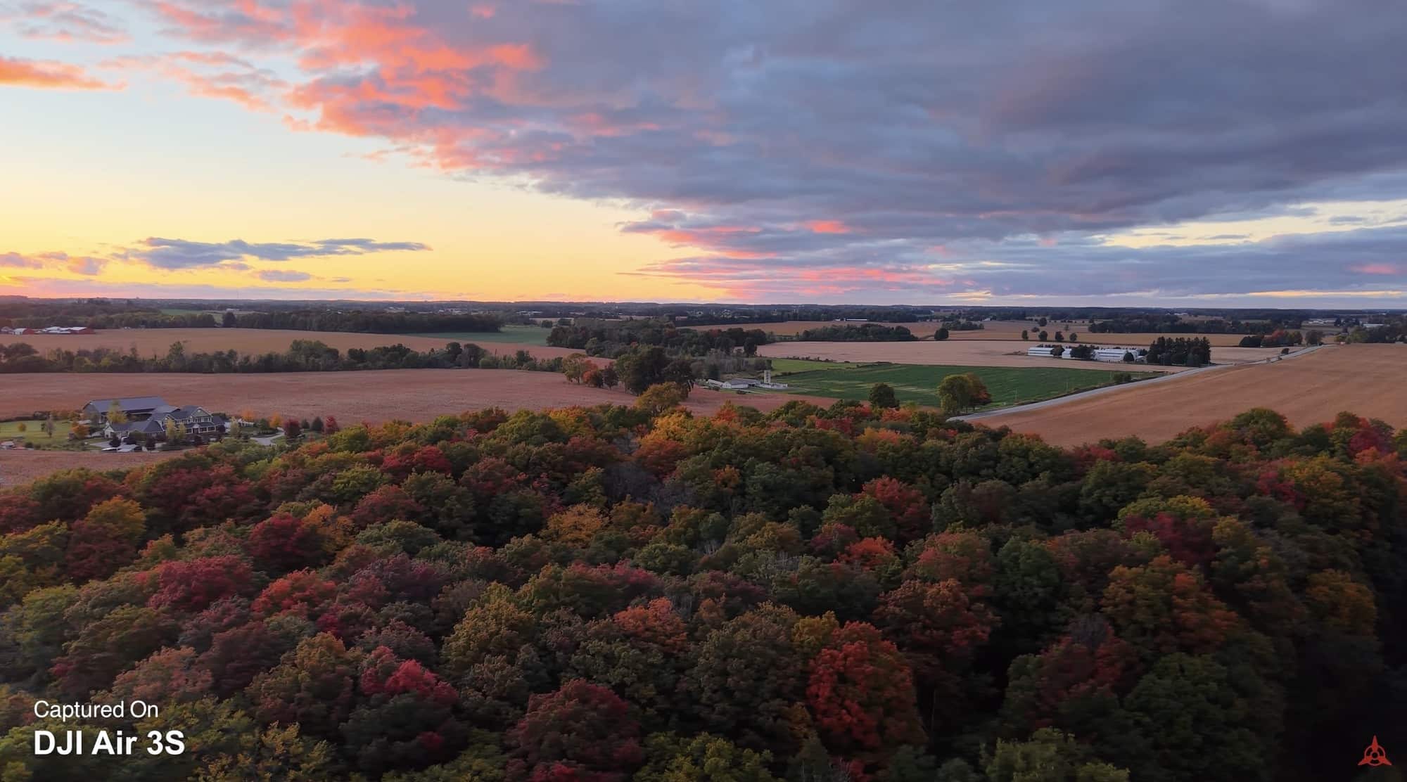 Sunset flight showing how the larger sensor handles fading light on the Air 3S.
