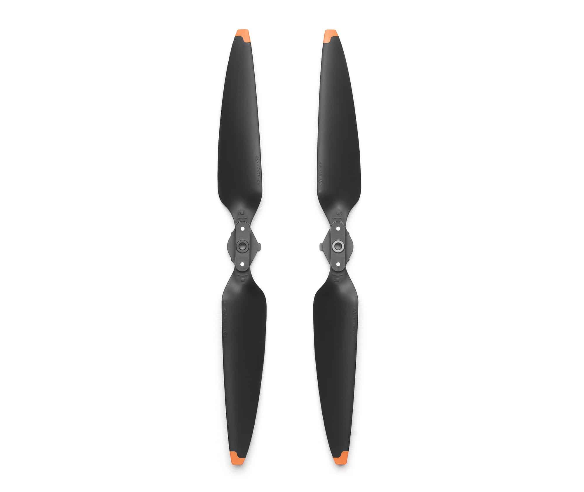 Pair of propellers with blades extended straight and orange tips at both ends.