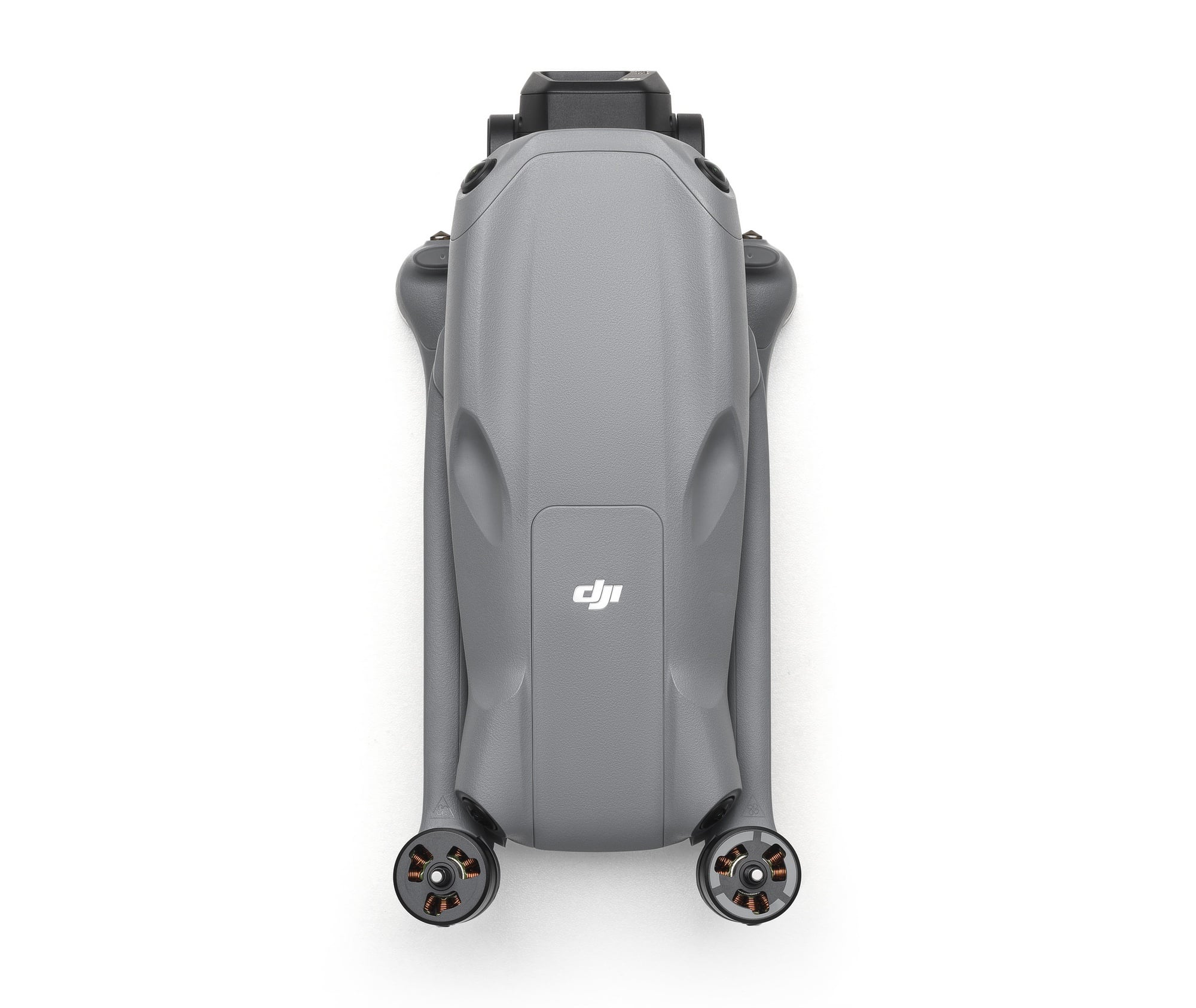 Top-down view of the folded Air 3S showing the DJI logo on its shell.