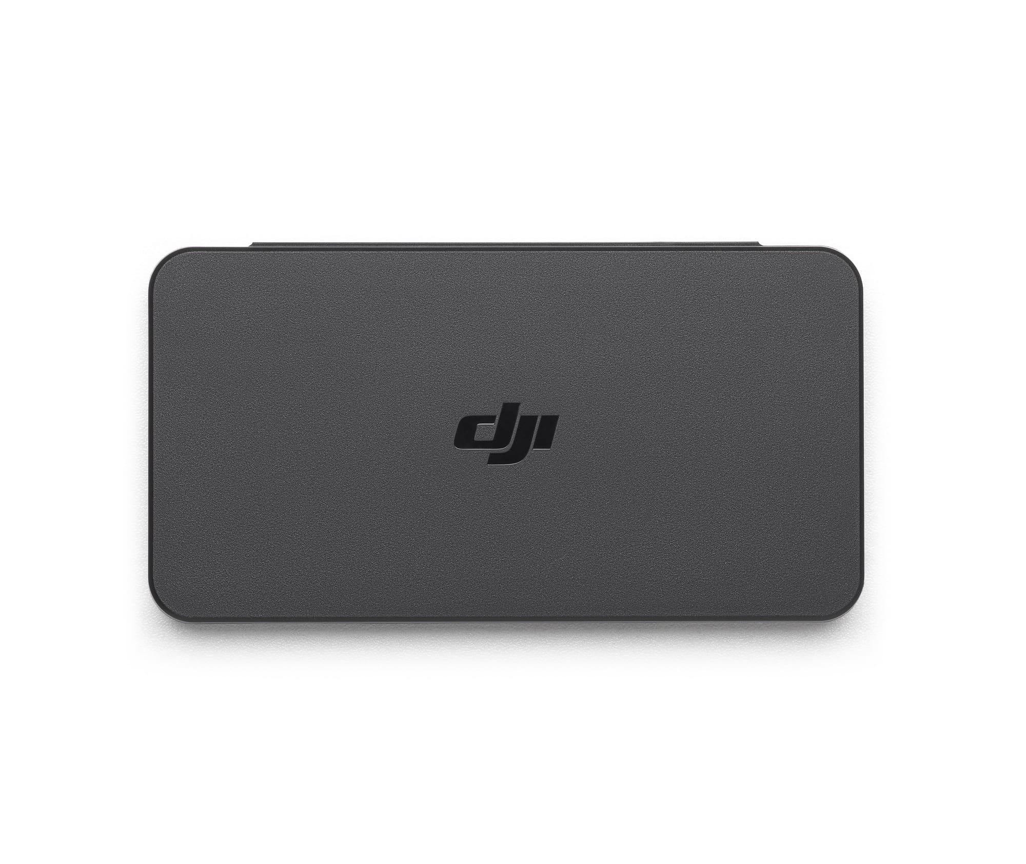 Closed rectangular DJI accessory case with the logo centred, front-on.