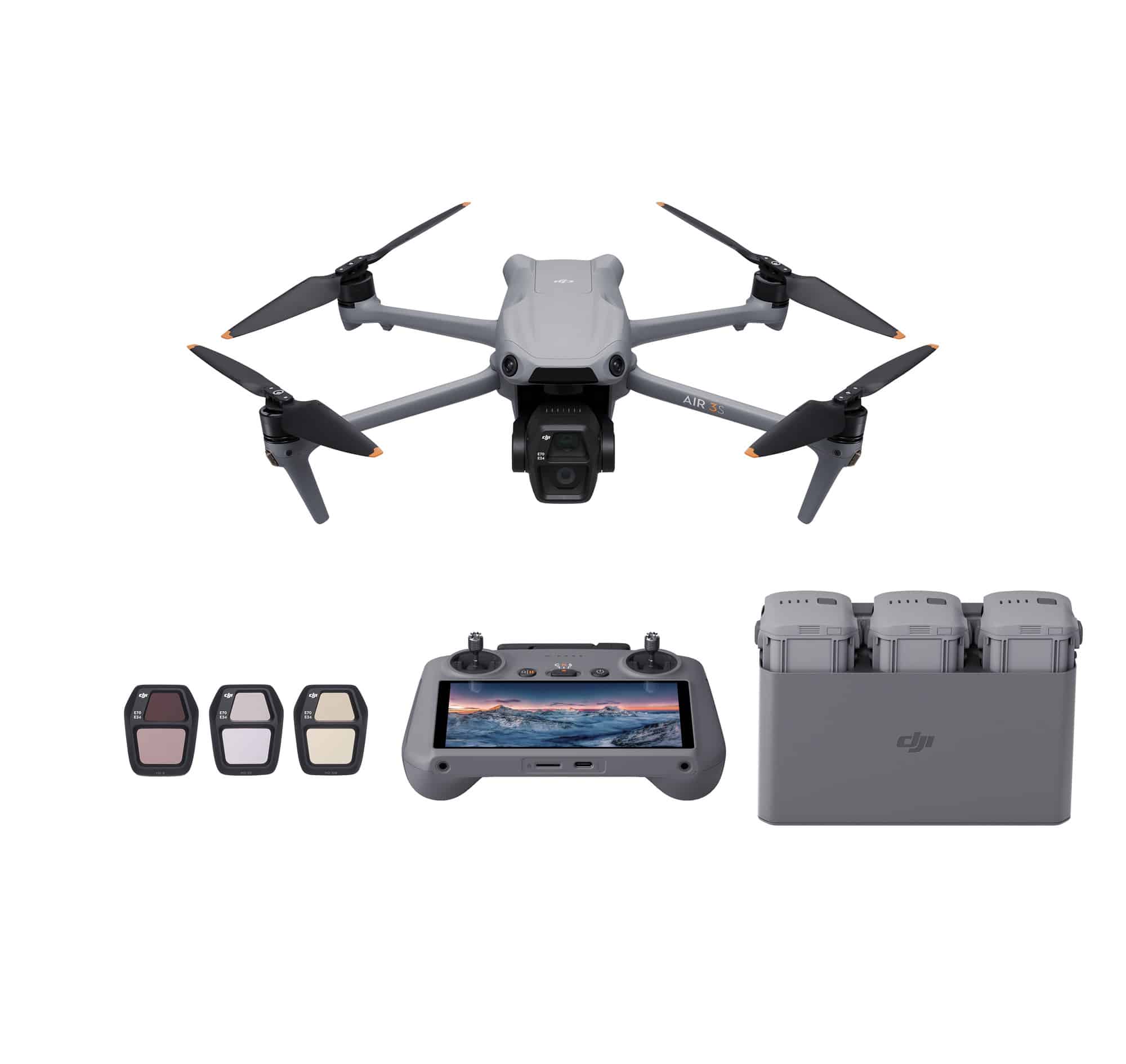 Fly More kit with the RC 2 screen controller, ND filters and charging hub.