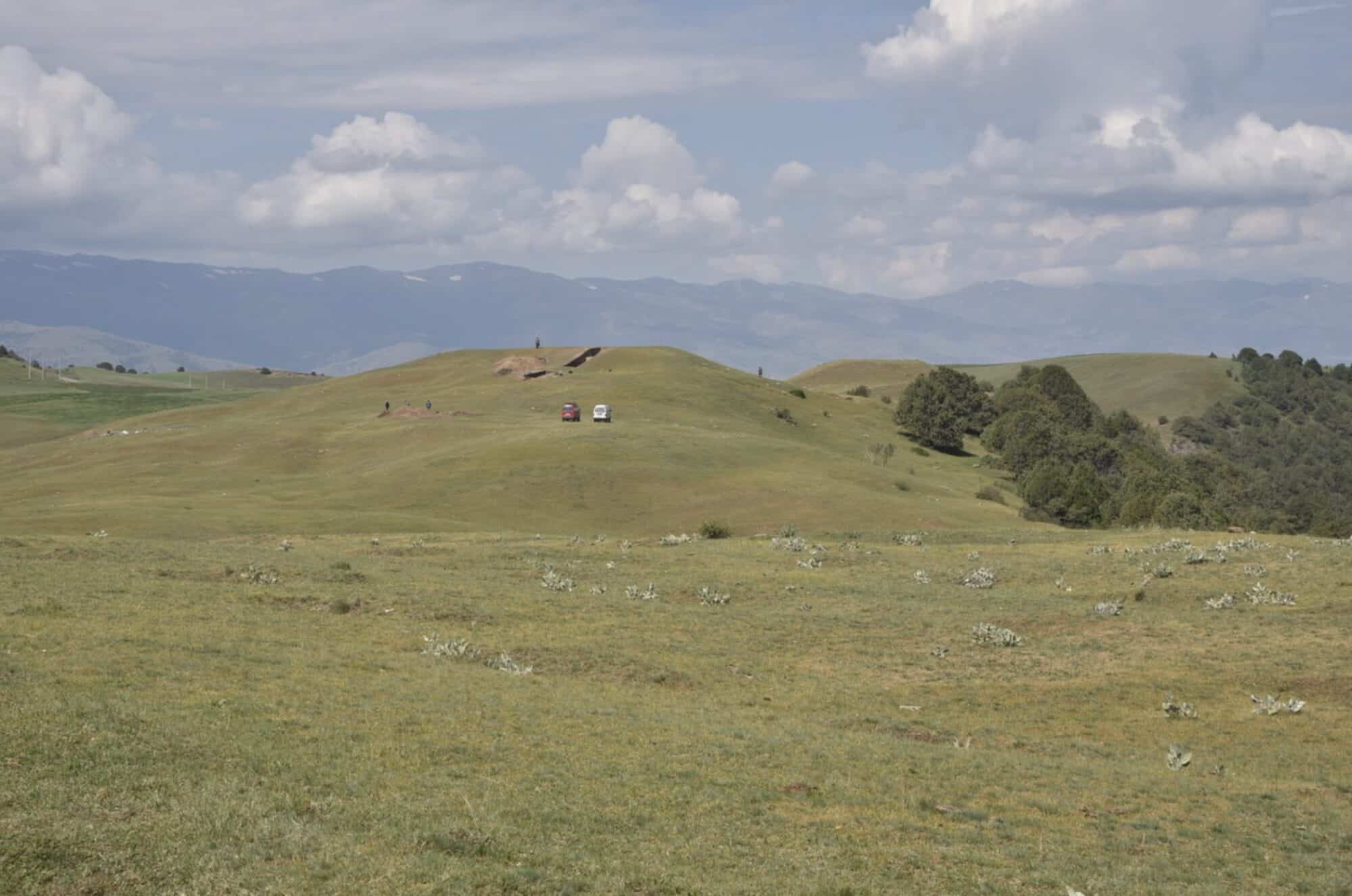 Aerial drone photograph of the Tugunbulak archaeological site taken in 2018.