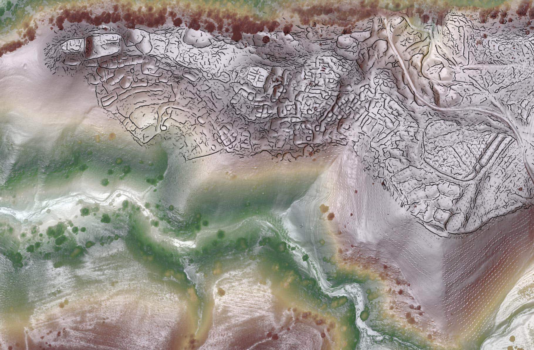 LiDAR visualization of the urban layout of Tugunbulak in mountainous Uzbekistan.
