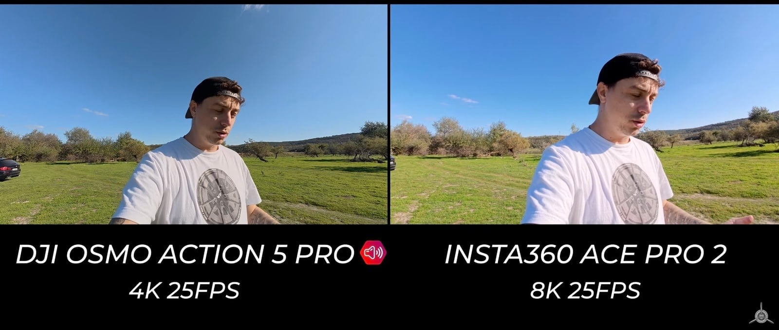 Ace Pro 2 shooting 8K alongside the Osmo Action 5 Pro at 4K.