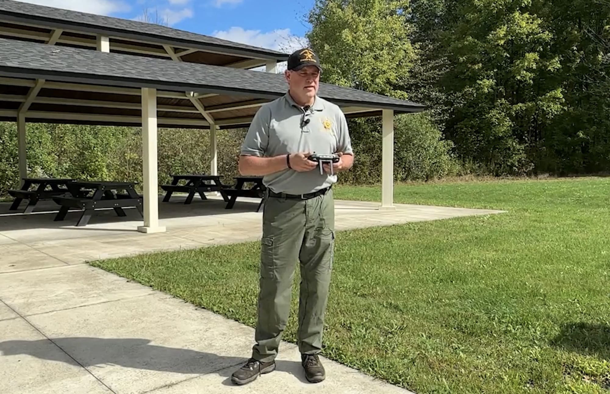 A Trumbull County Drone Team pilot preparing to launch a night search flight.
