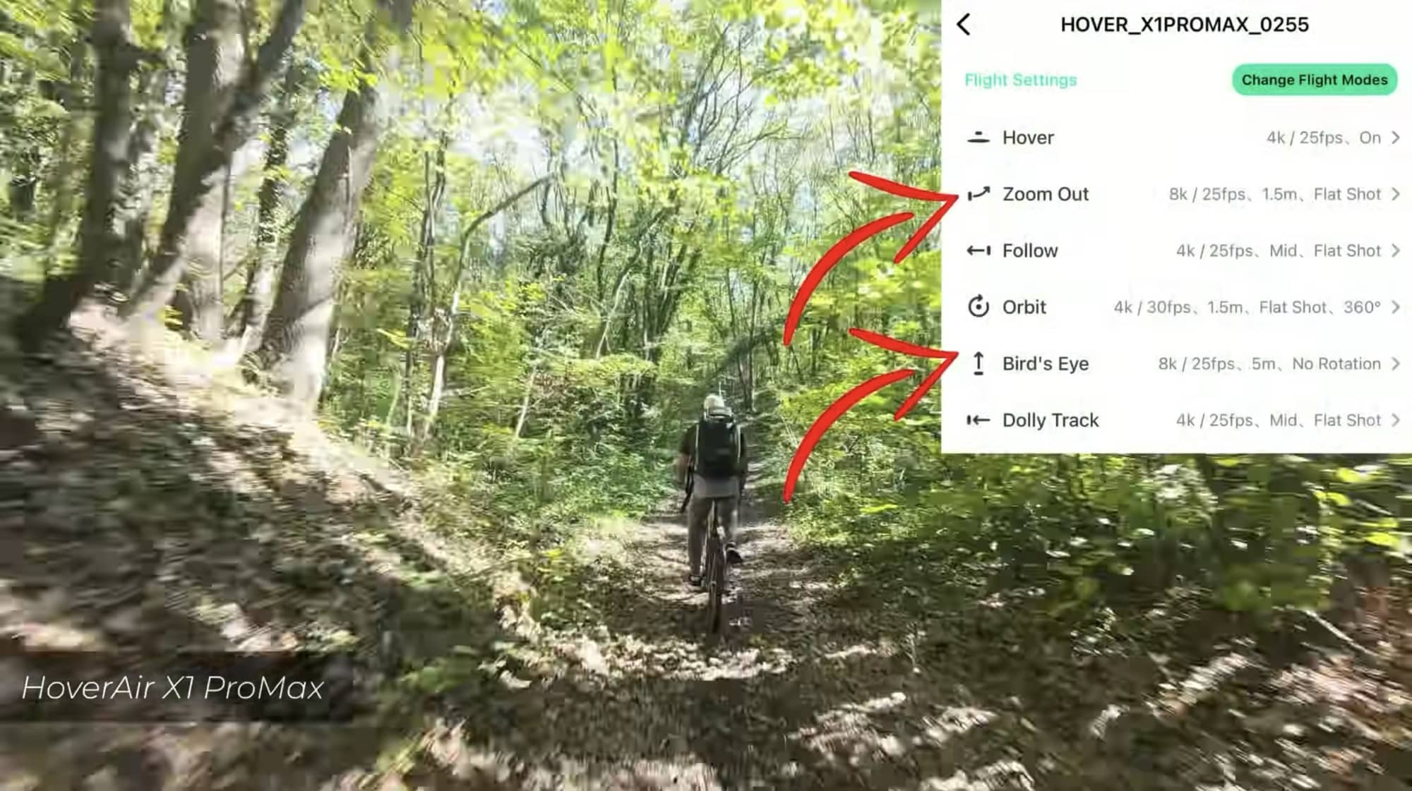 Follow-me footage from the Hover Air X1 Pro Max, bright and slightly overexposed.