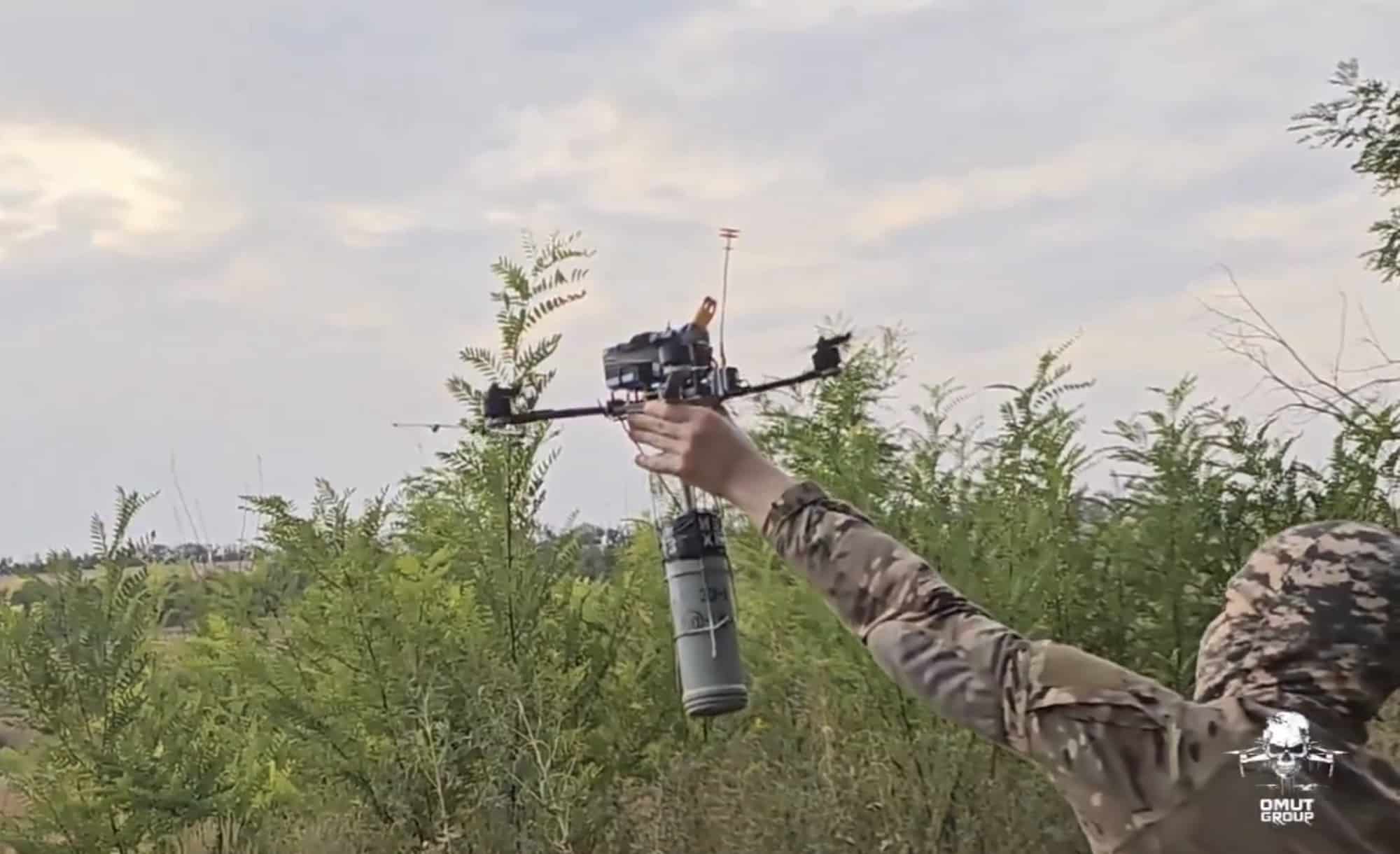 Thermite falling from a drone, a tactic now used by both sides in Ukraine.