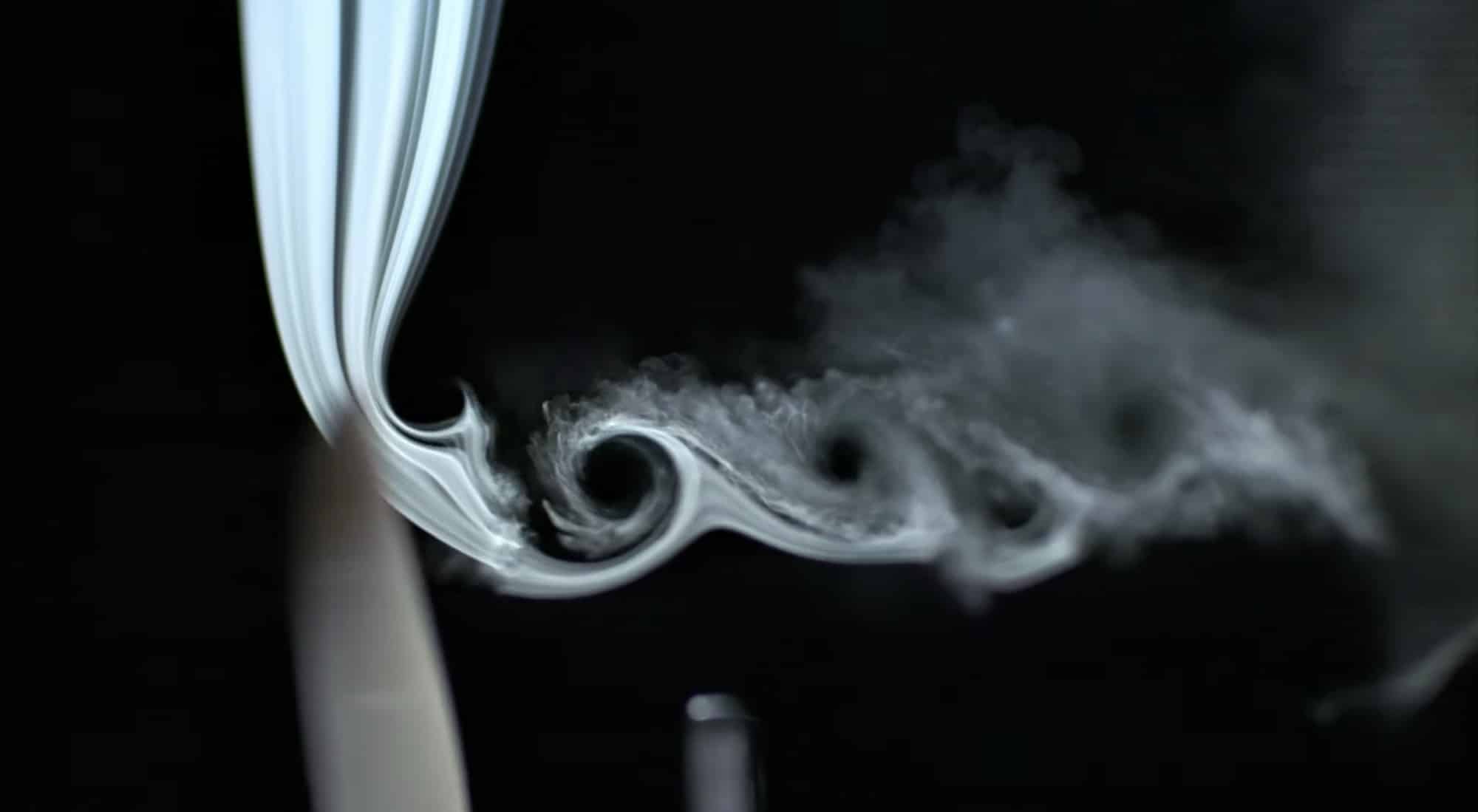 Vortex trails curling off a Wing propeller blade filmed at 50,000 frames per second.