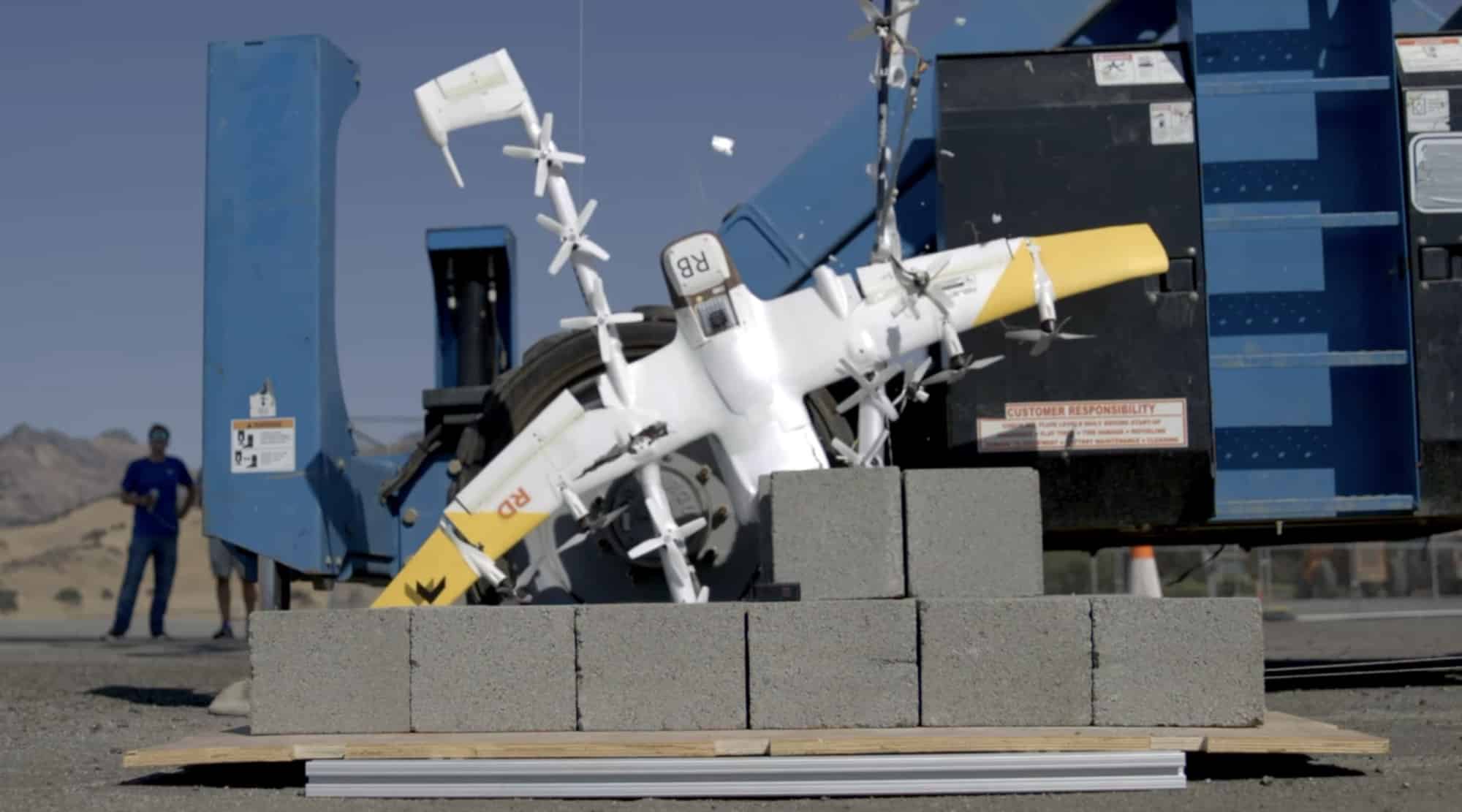 Close-up of a fractured joint in the Wing airframe after impact testing.