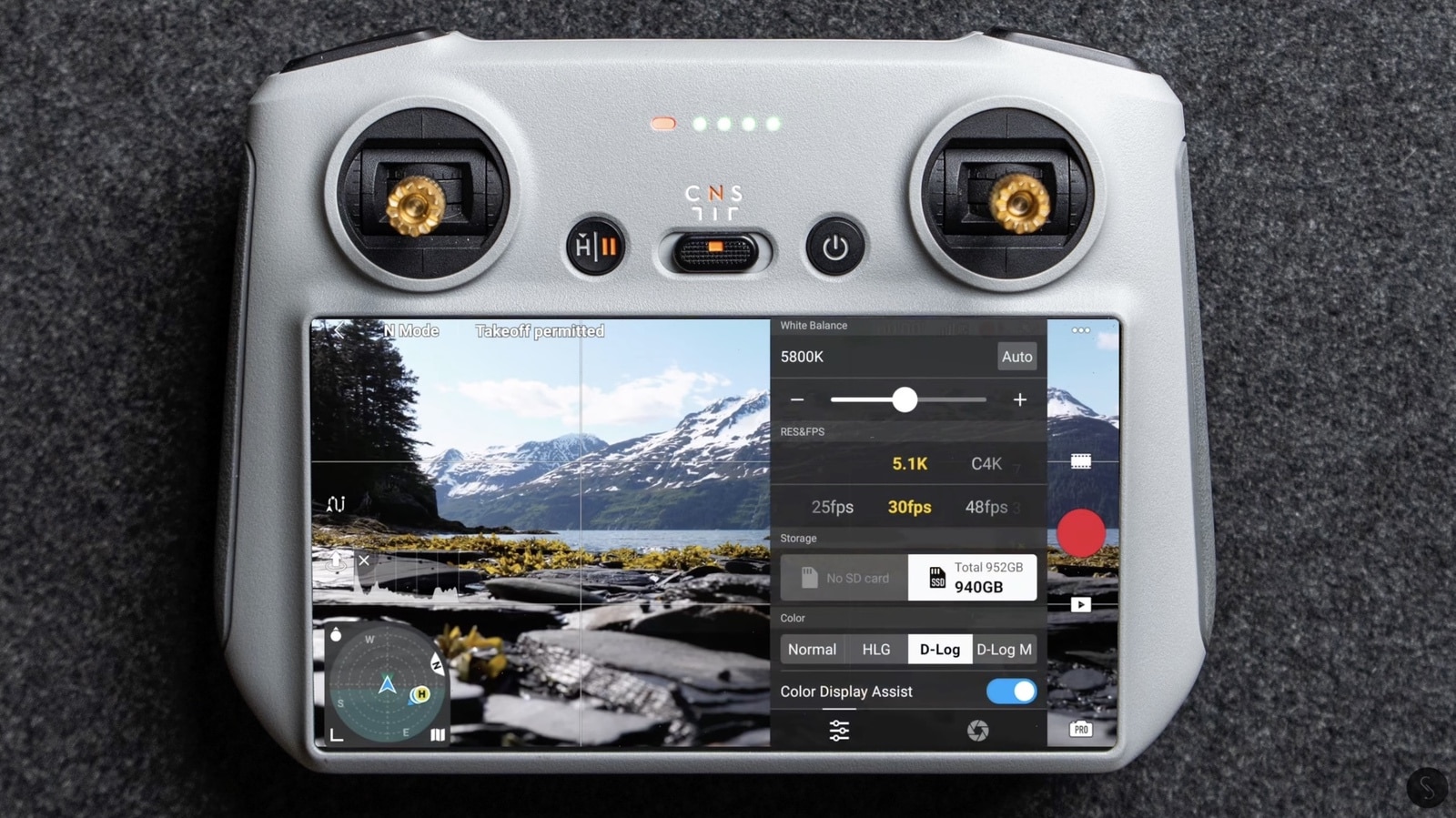 Screenshot of the resolution, frame rate and storage options on the Mavic 3 Pro.