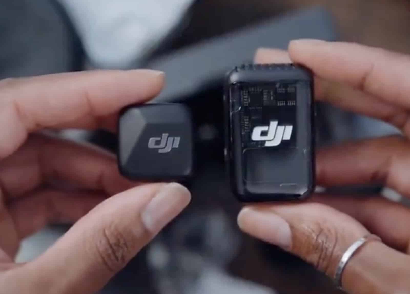 Leaked photo of the DJI Mic Mini kit with its charging case and windscreens.