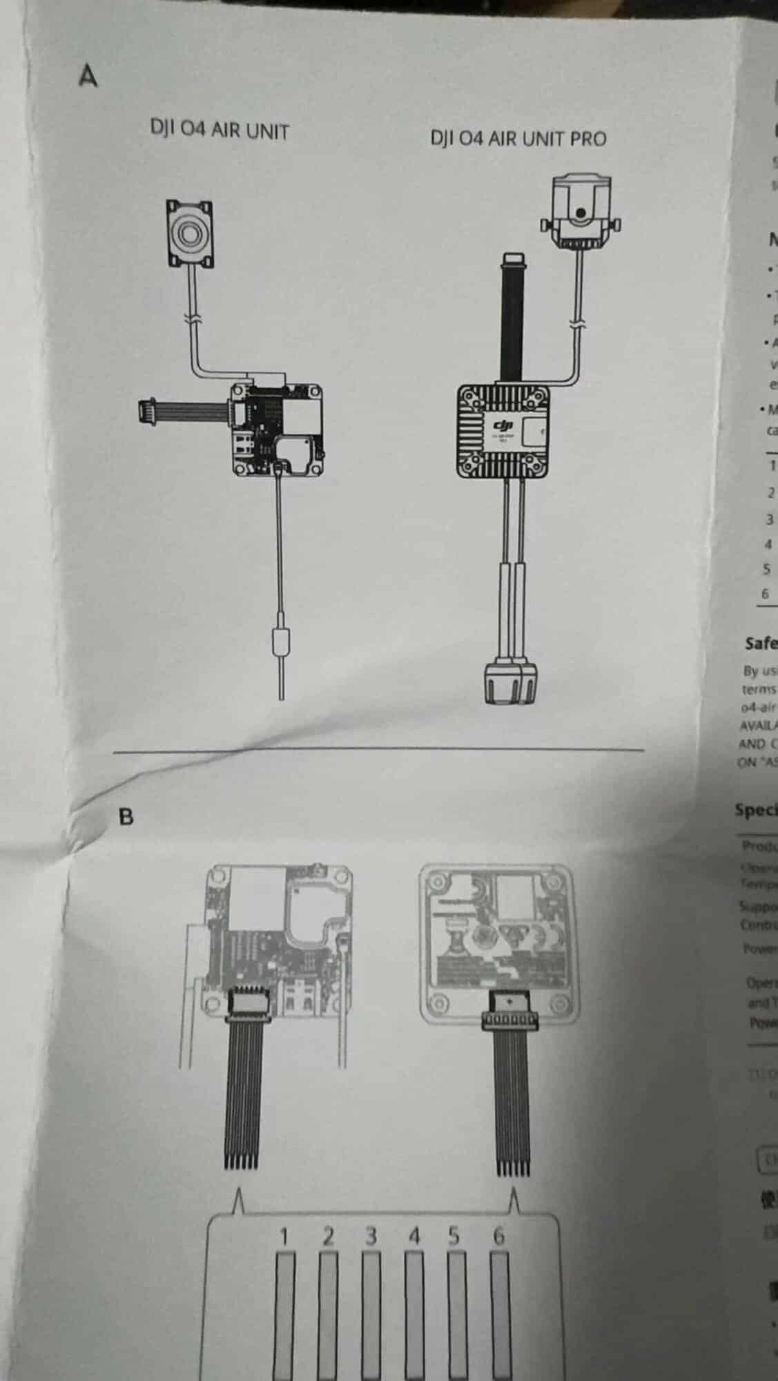 Leaked manual page diagramming the O4 Air Unit and its Pro variant.