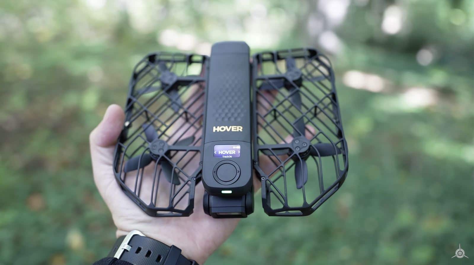 The HoverAir X1 ProMax folded down to a size that fits in a jacket pocket.