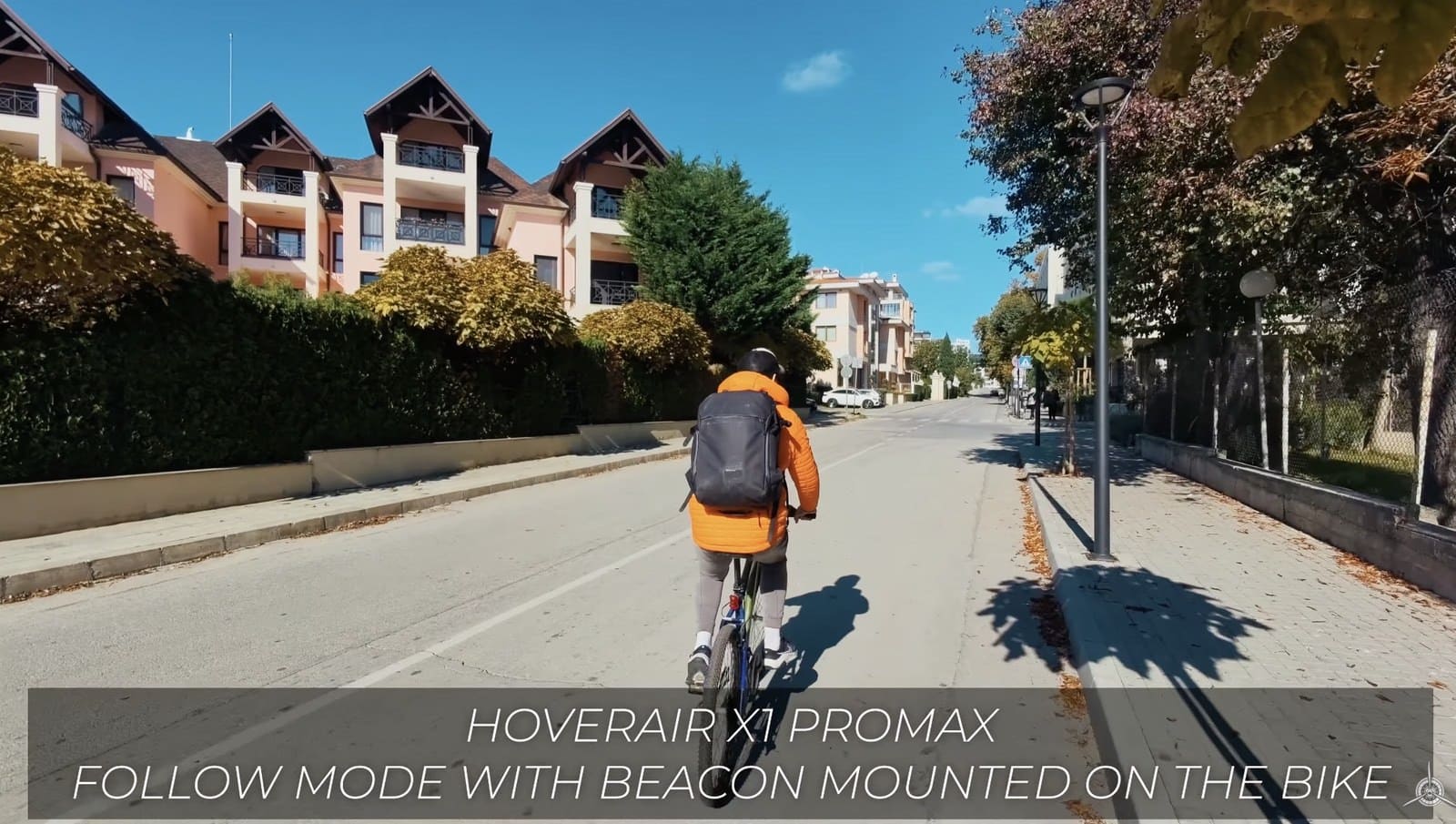 The X1 ProMax following the reviewer during a bike tracking test.