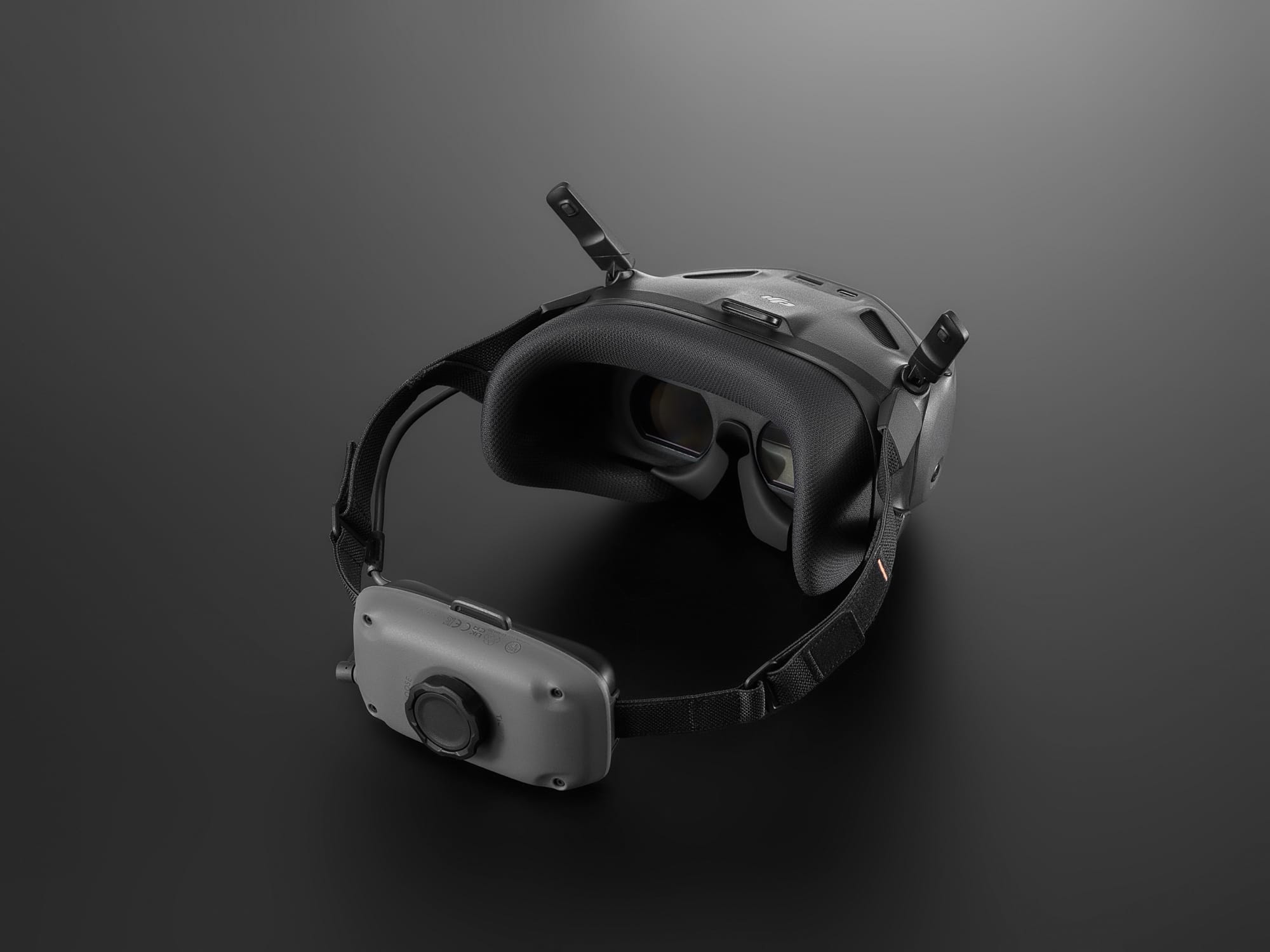 Rear view of the Goggles N3 showing the face padding and rear battery pack.