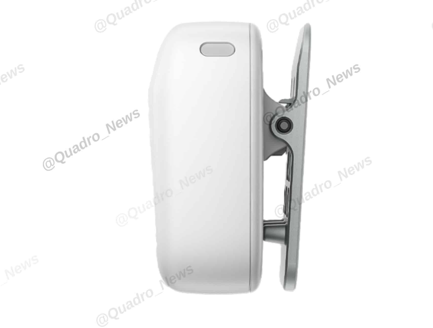 Clip-on Mic Mini transmitter and its metal attachment shown up close.
