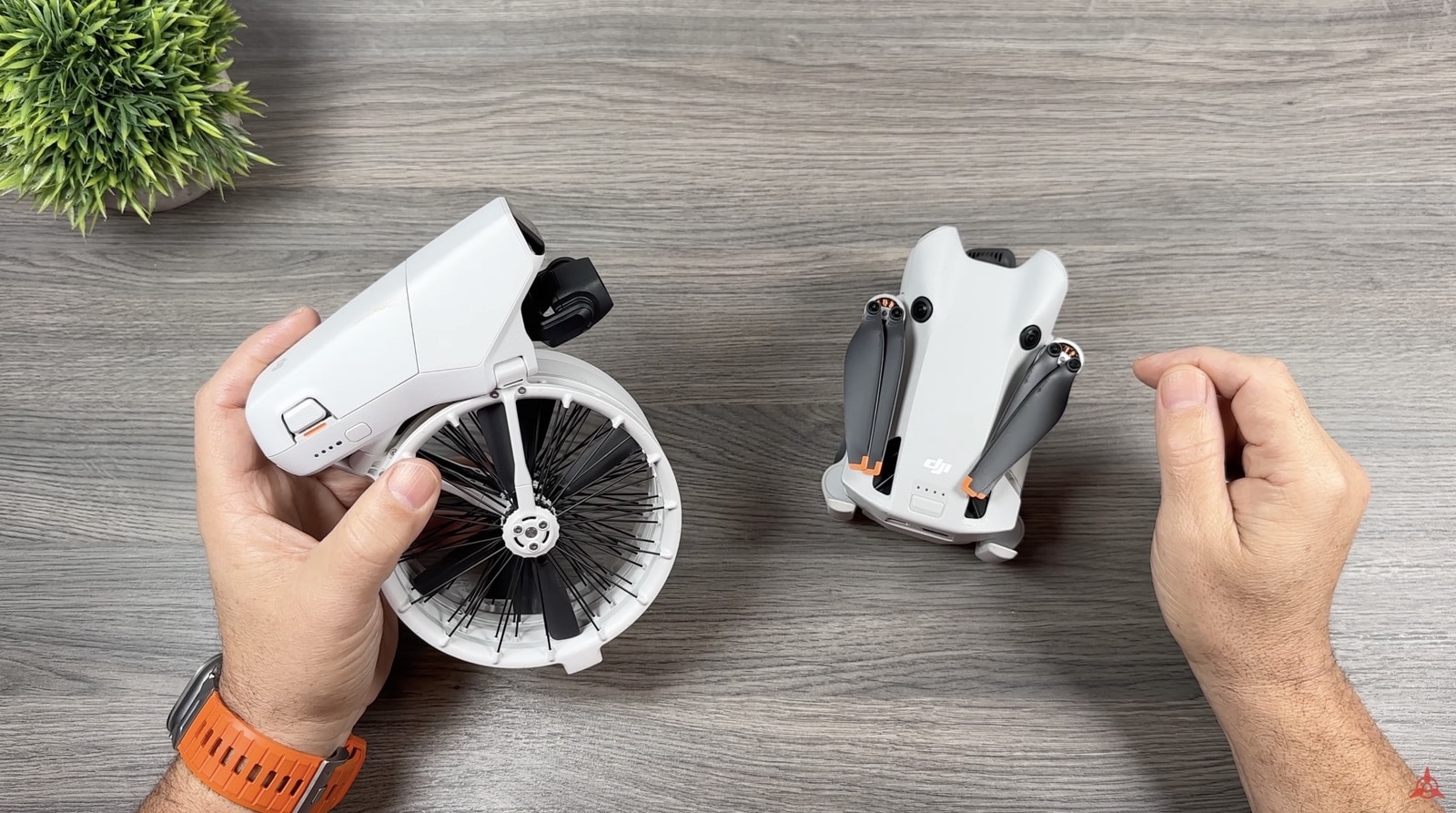 DJI Flip lifting off from a palm in autonomous mode with no controller.