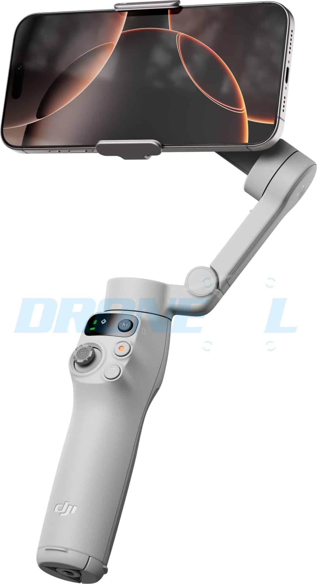 The white model seen from the right, arm angled and phone tipped forward.