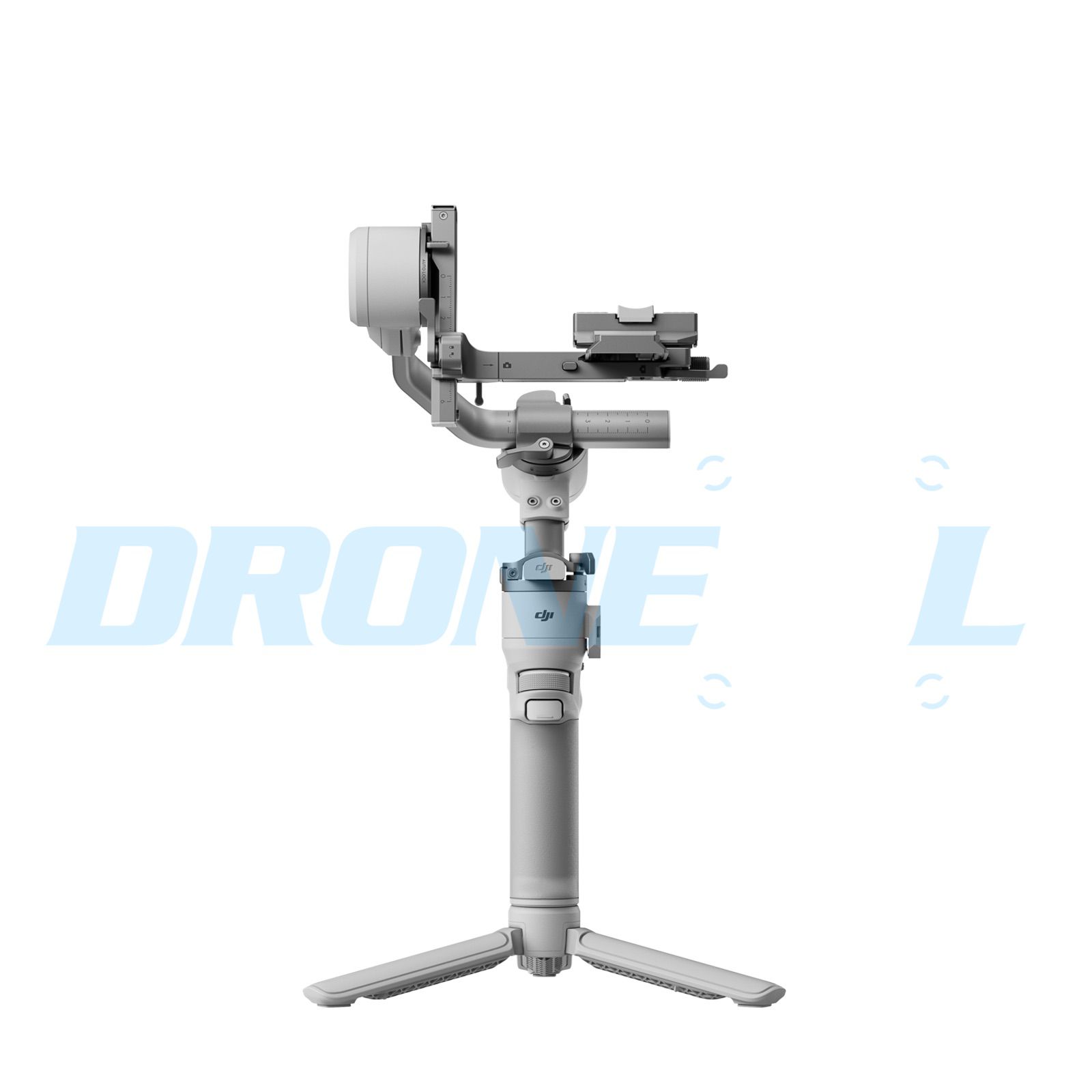 Profile of the unloaded gimbal showing its empty quick-release camera plate.