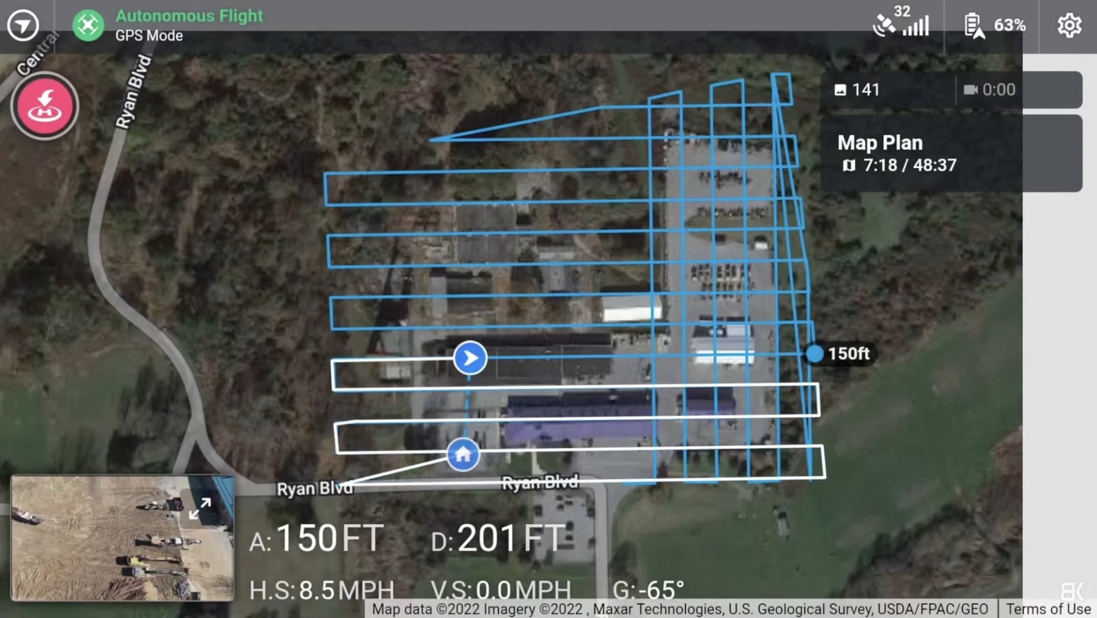 Three-dimensional model of a material stockpile processed in DroneDeploy.