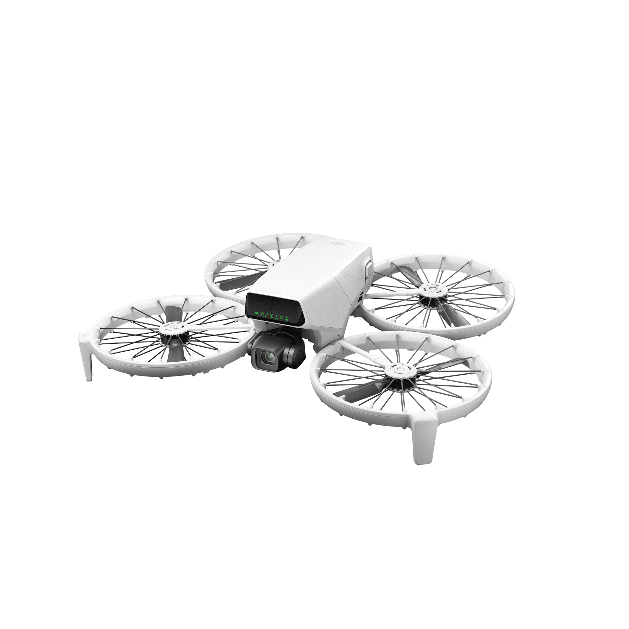 Right three-quarter render of the DJI Flip with all four guards spread flat.