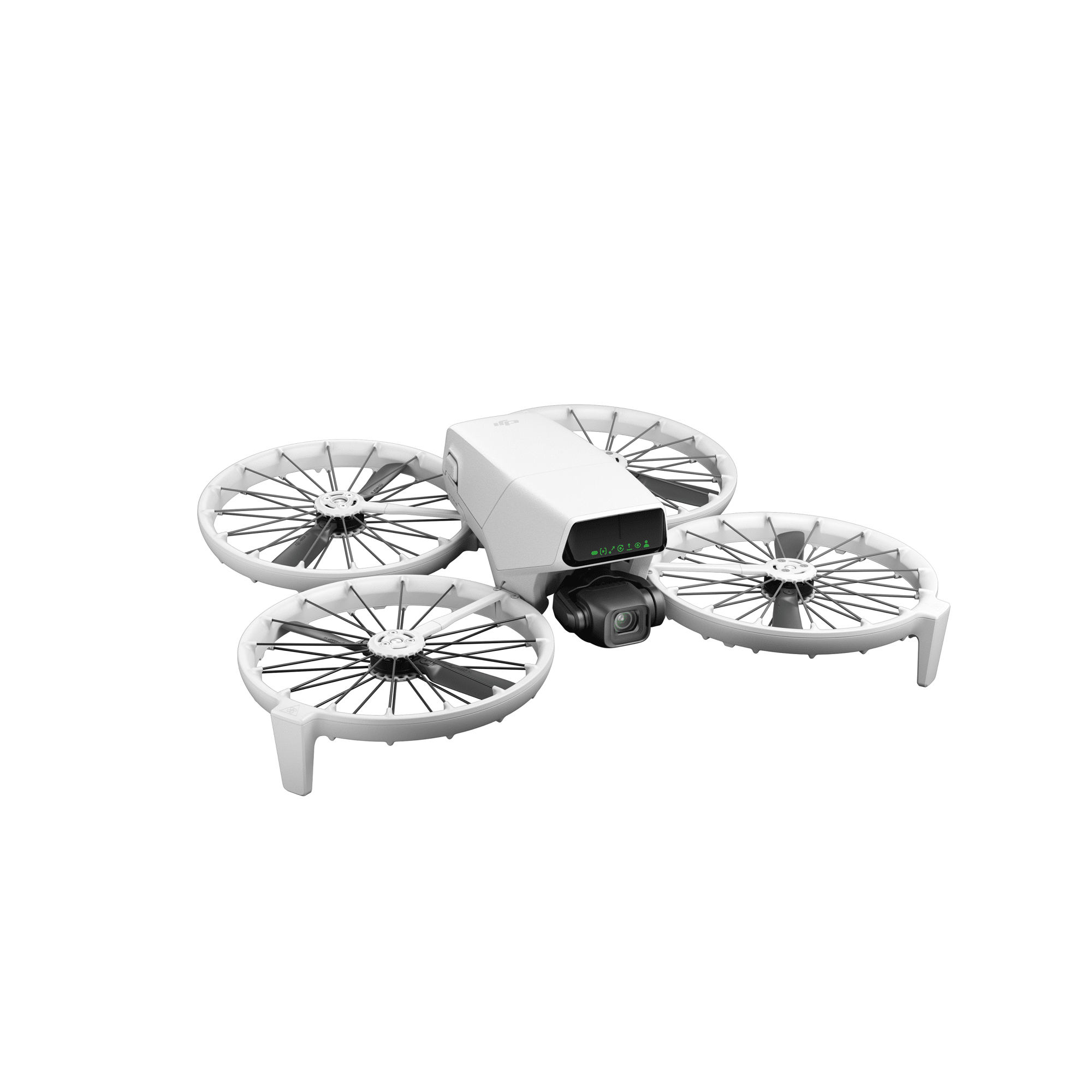 Left three-quarter render of the DJI Flip resting on its slim landing legs.