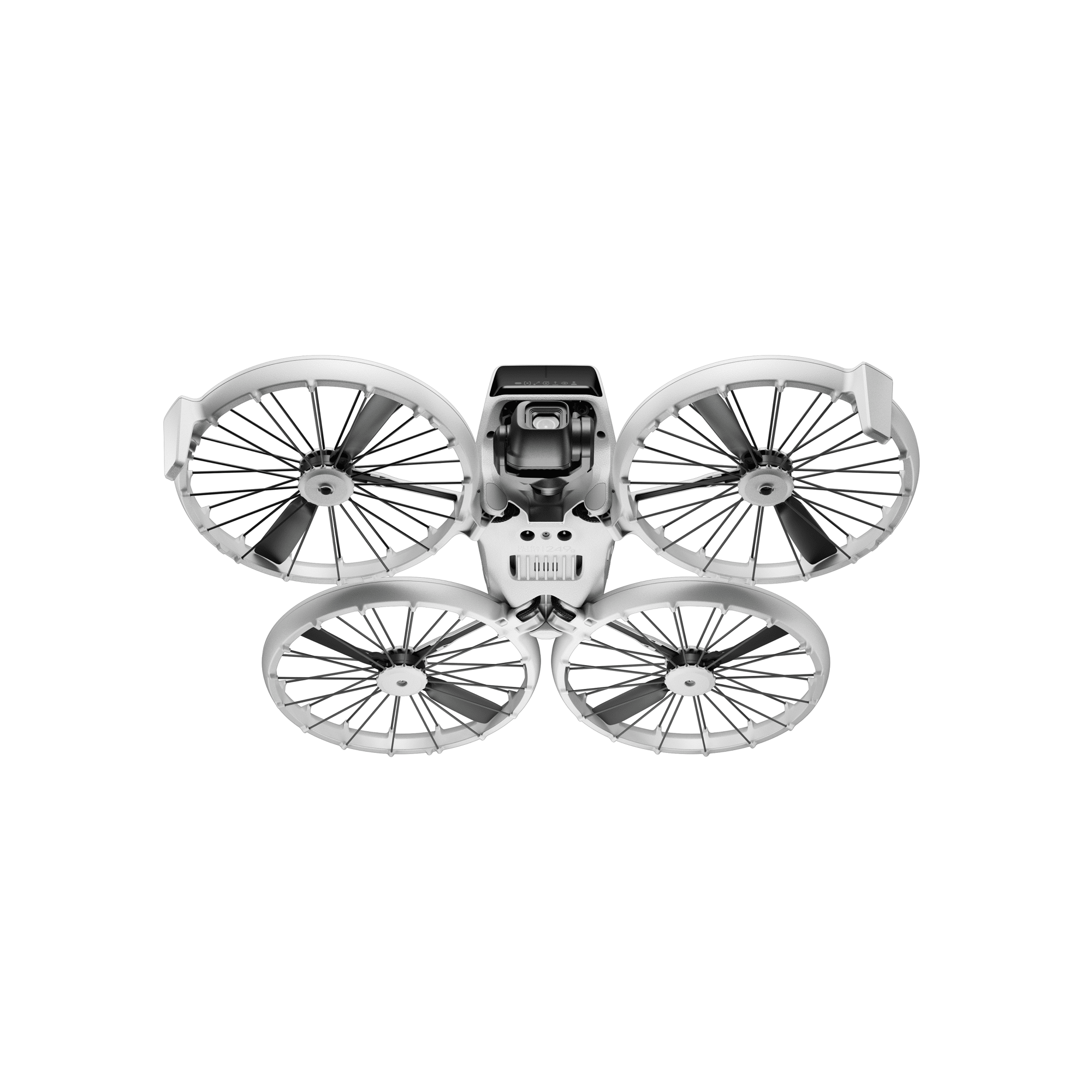Angled top-front render of the DJI Flip looking down onto its gimbal camera.