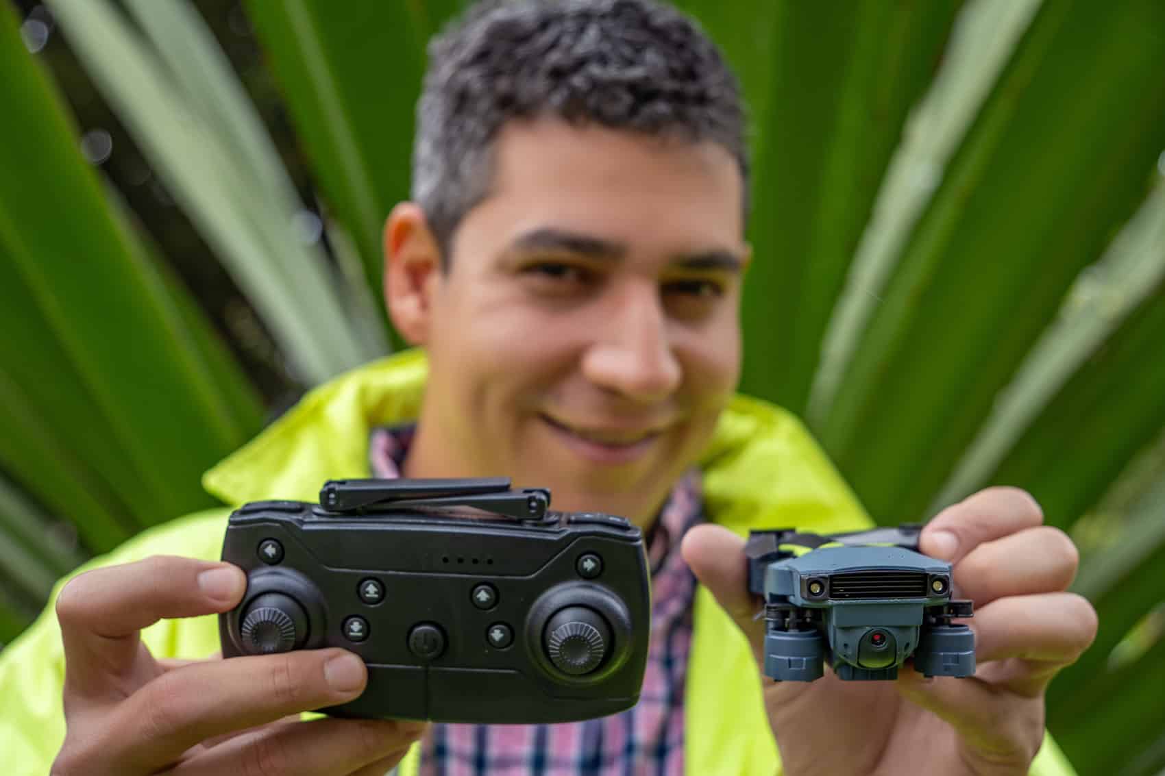 A cheap trainer quadcopter of the kind worth crashing before spending real money
