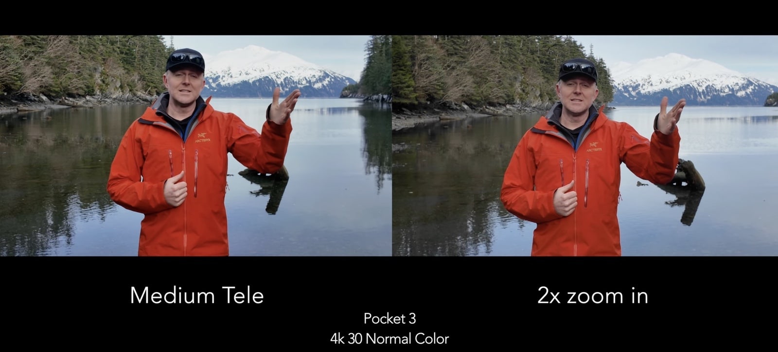 Medium Telephoto mode with an additional 2x crop applied, still recording in 4K.