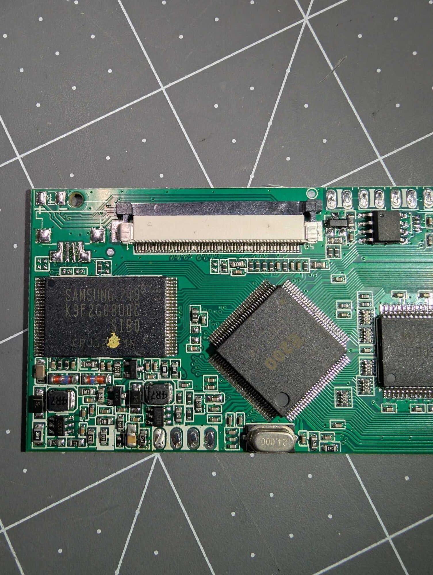 Technical components inside a dismantled Skydio video mailer, including tracking hardware.