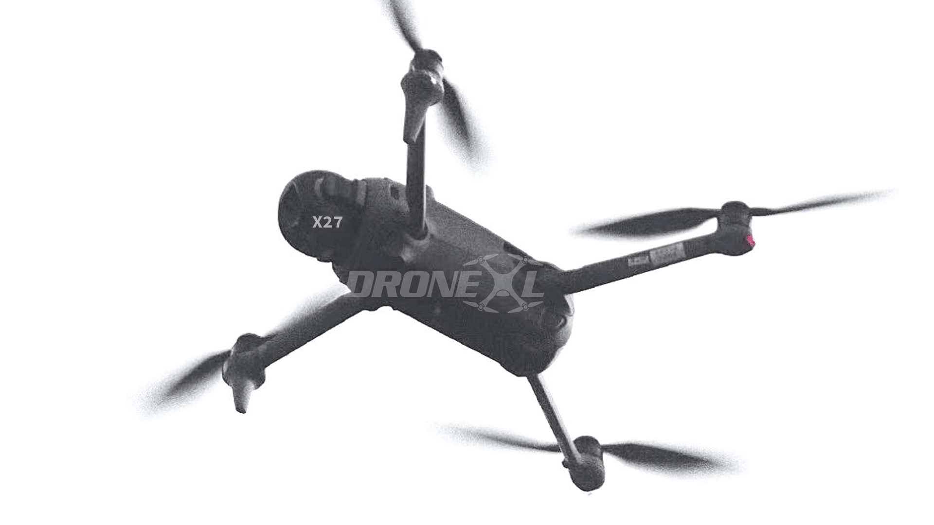 A leaked photograph of the unannounced drone flying against a blank white sky.