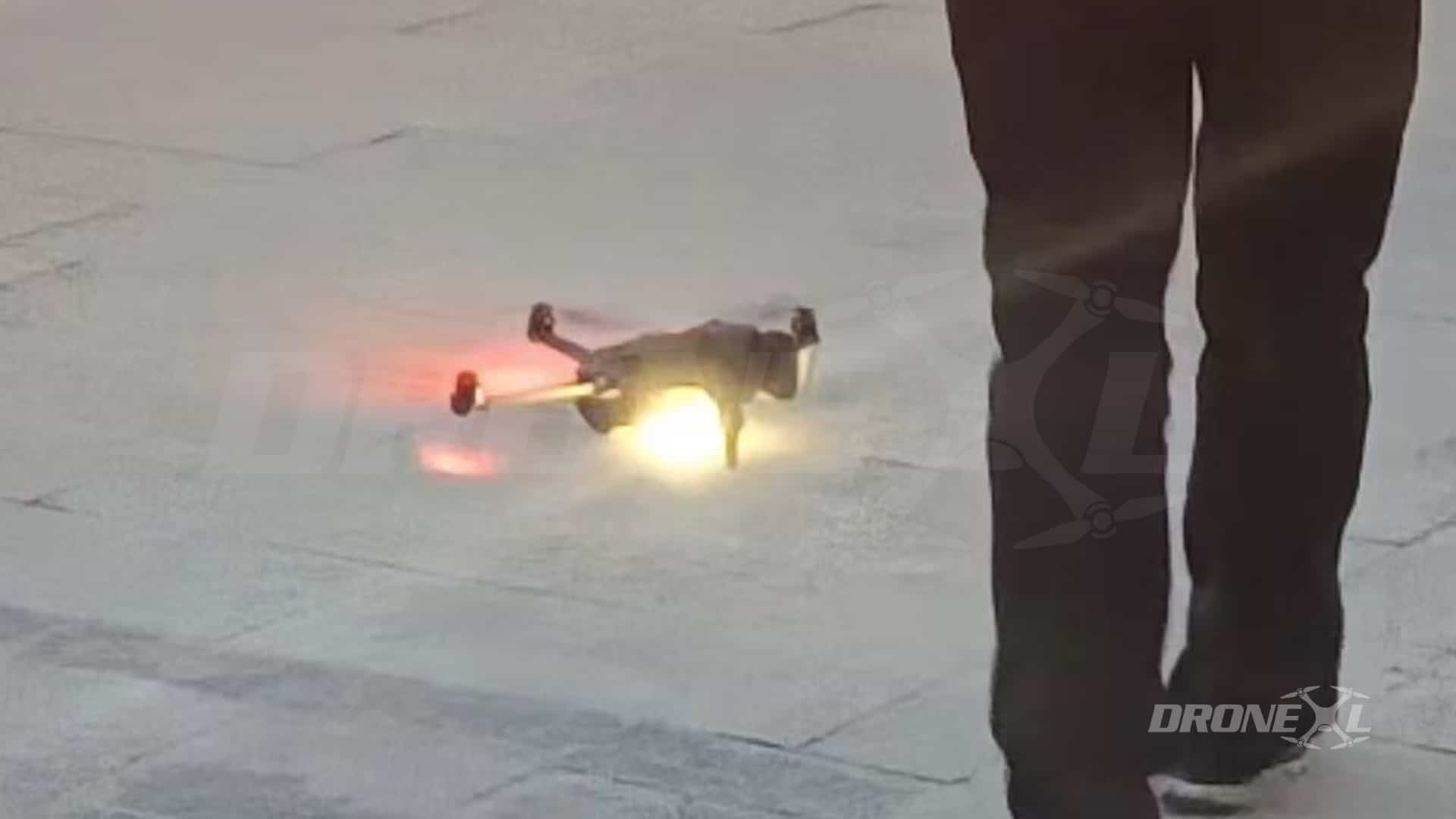 Man landing his DJI Mavic 4 Pro on the streets.