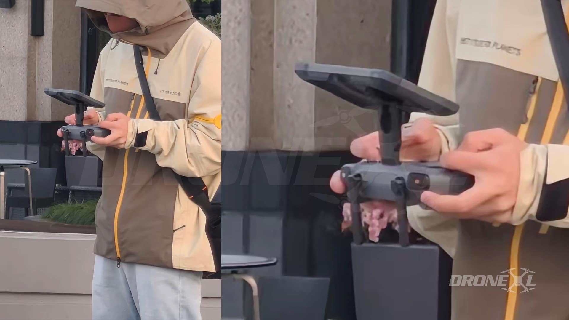 Man with DJI RC PRO 2 operating it in the streets.
