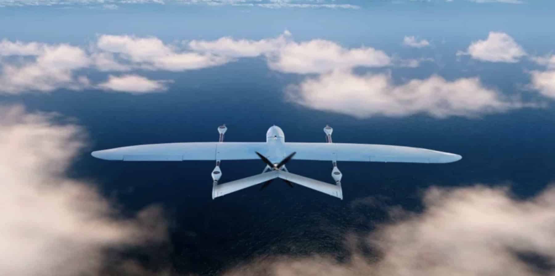 Havelsan BAHA VTOL drone cruising above a layer of clouds.