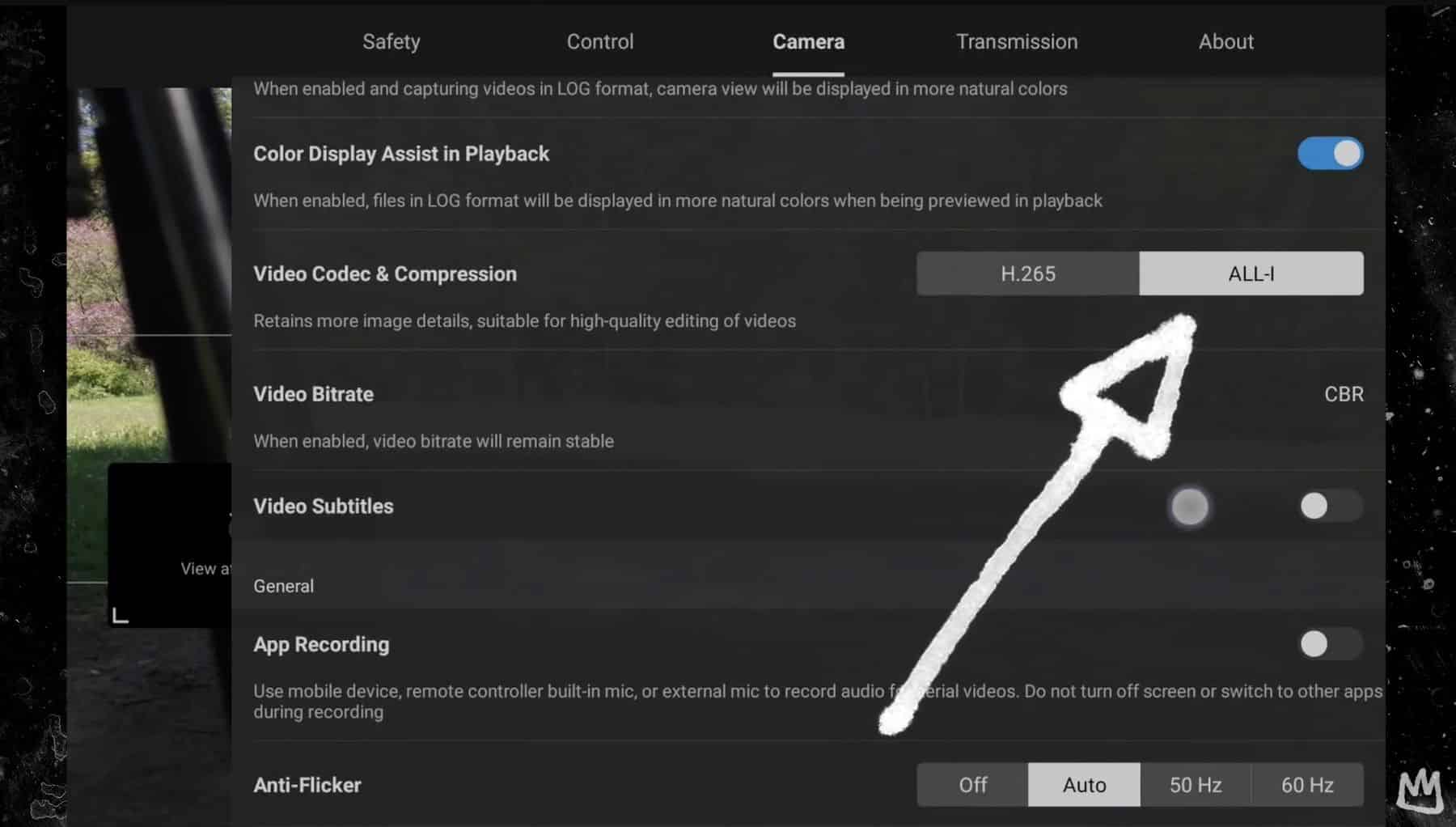 Selecting the new All-I codec, available only on the 512GB Creator Combo.