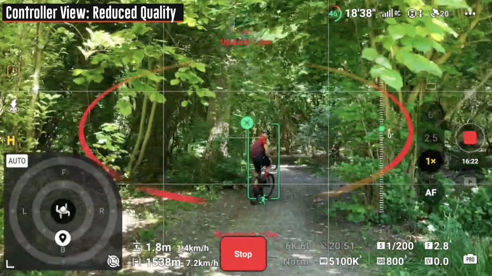 Mavic 4 Pro squeezing between trunks in the deep dark woods stage.