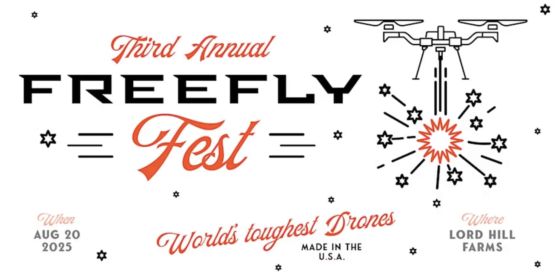 Event poster for the third annual Freefly Fest at Lord Hill Farms.