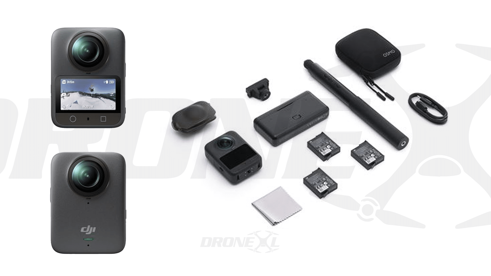 DJI Osmo 360 Front and Back view and Adventure combo. Leaked by European webstore ahead of launch.