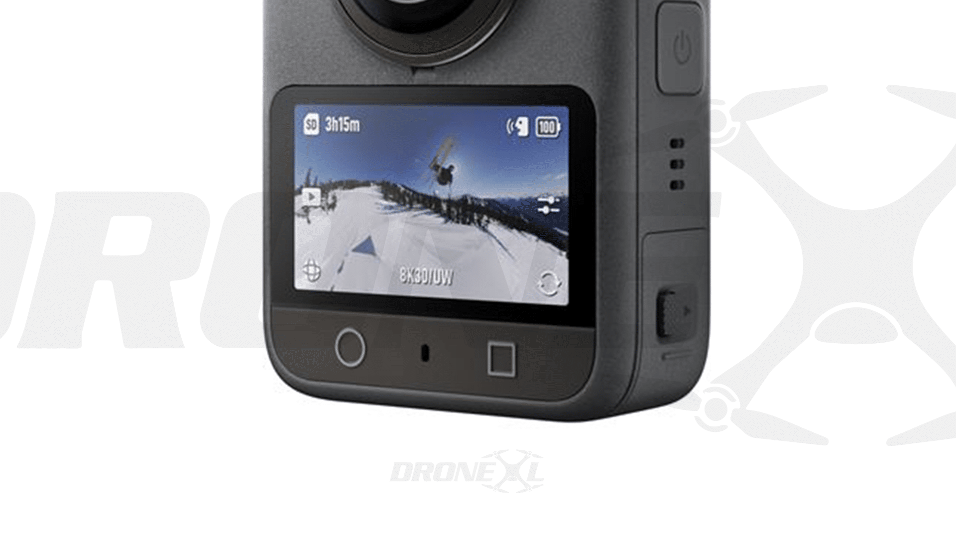 DJI Osmo 360 screen close-up. Which will be only 5 cm and has a resolution of 314 x 556.
