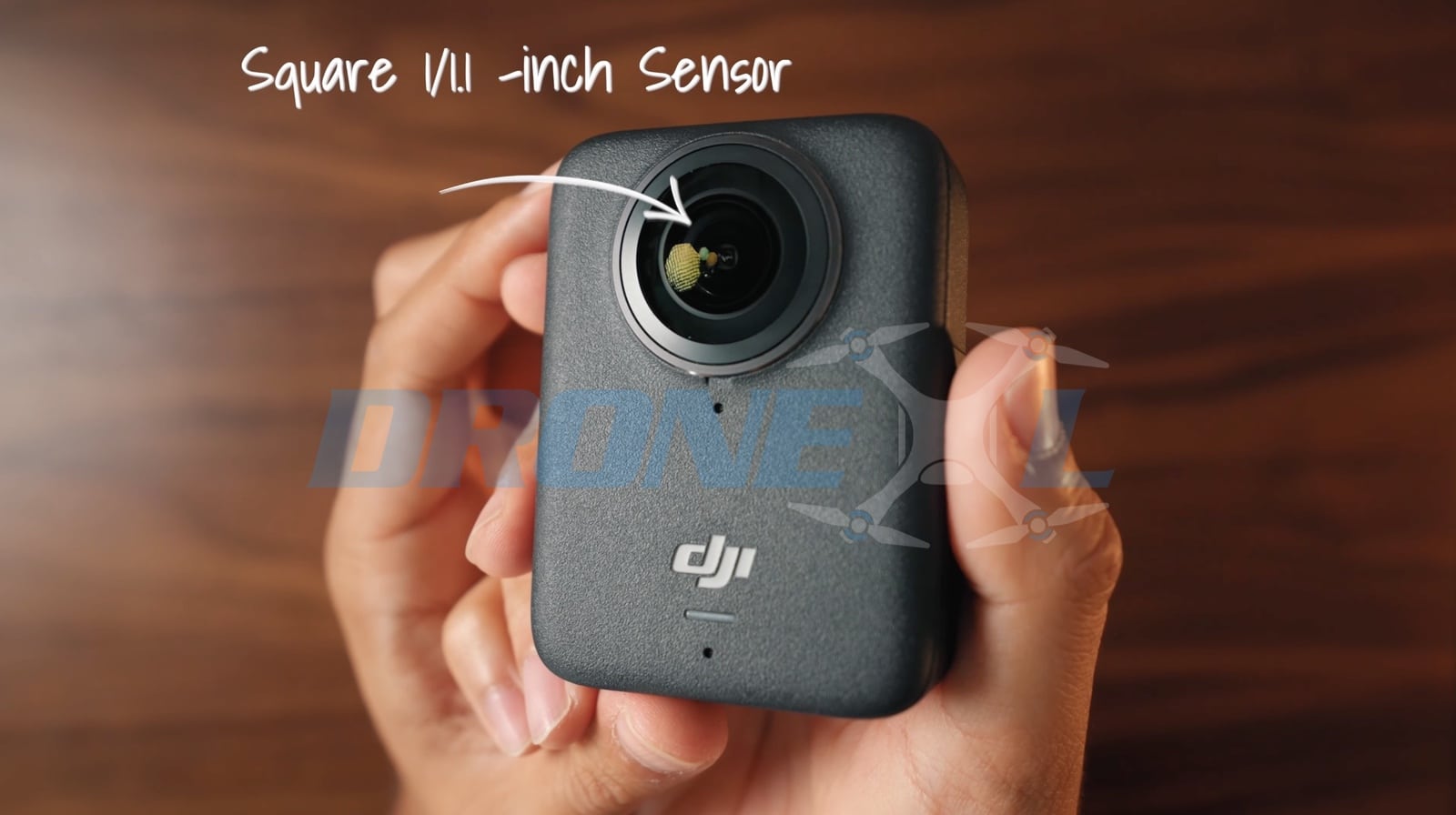Video still from the sponsored review covering the Osmo 360's 1/1.1-inch CMOS sensor.
