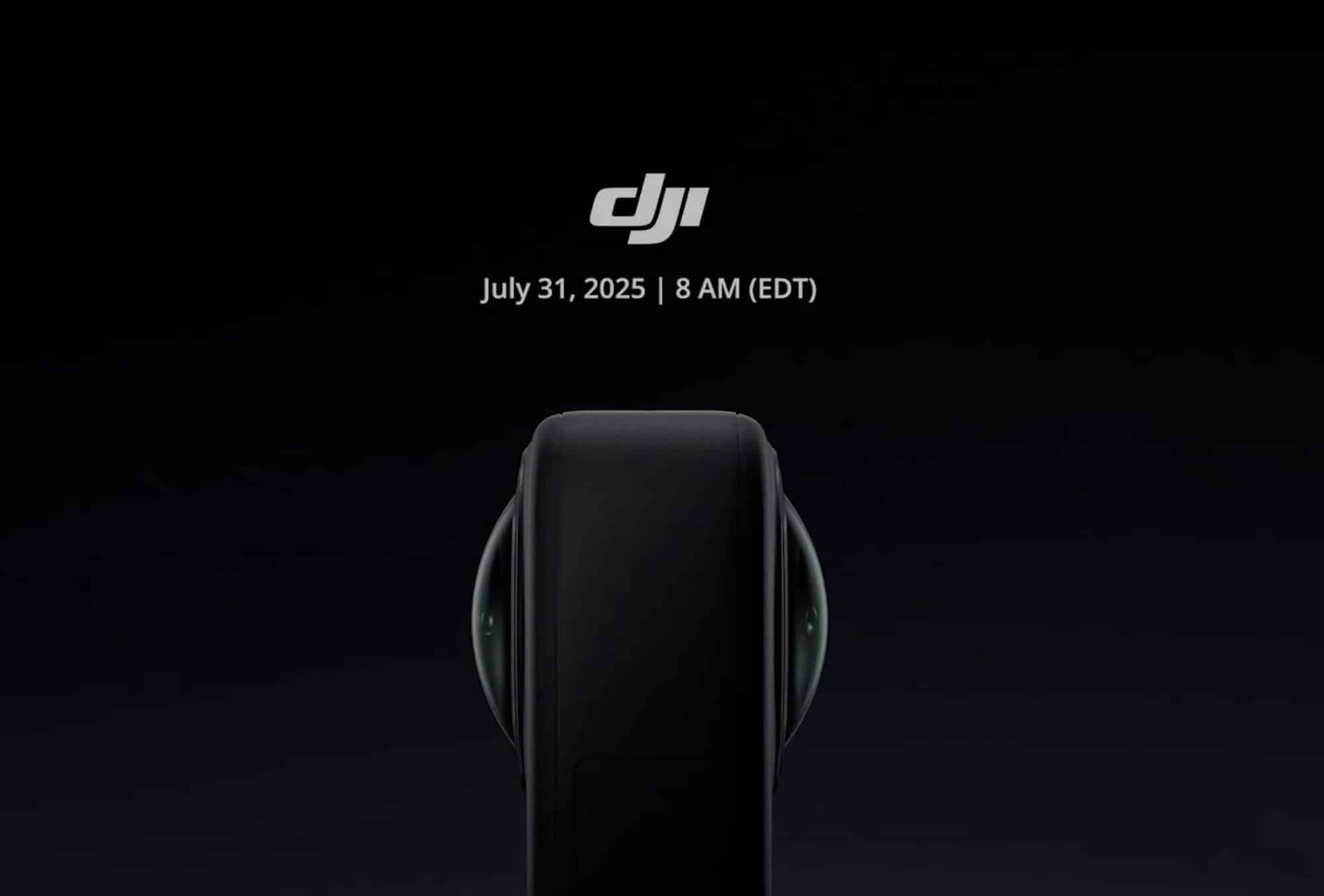 Dark teaser frame with the DJI logo and the date July 31, 2025.