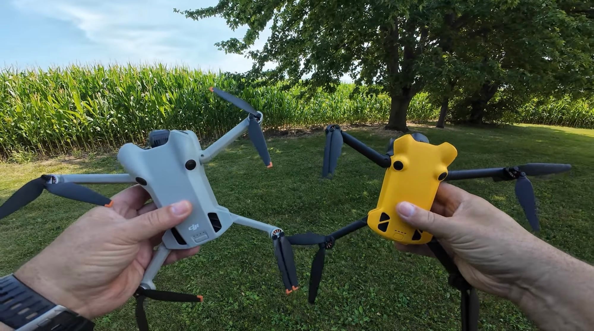 Screenshot from Air Photography's video comparing the SkyRover X1 and DJI Mini 4 Pro.