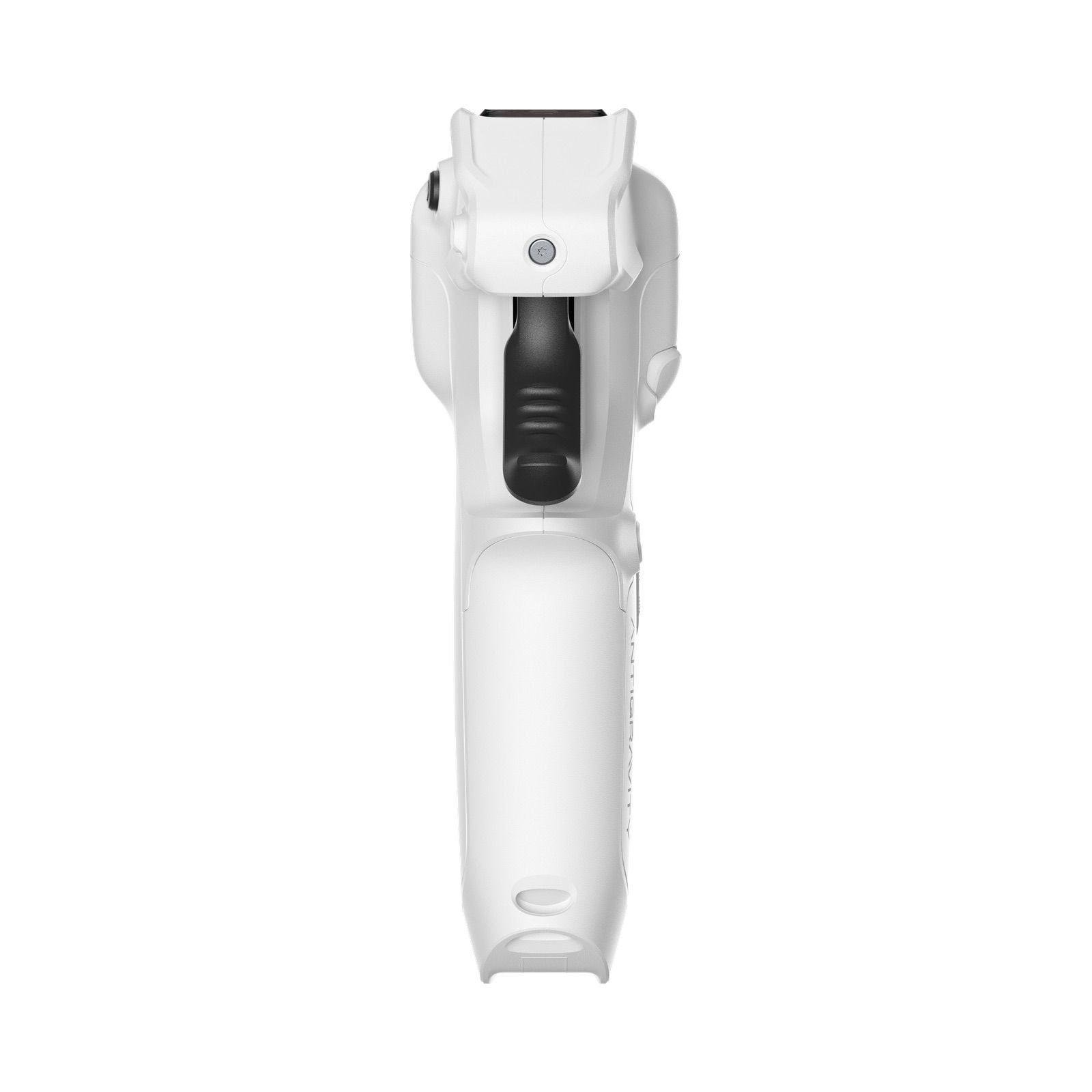 Rear view of the white one-handed motion controller and its trigger.