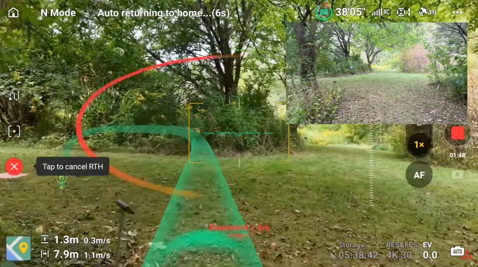 The DJI Mini 5 Pro settling onto its landing mat at the end of the return flight.
